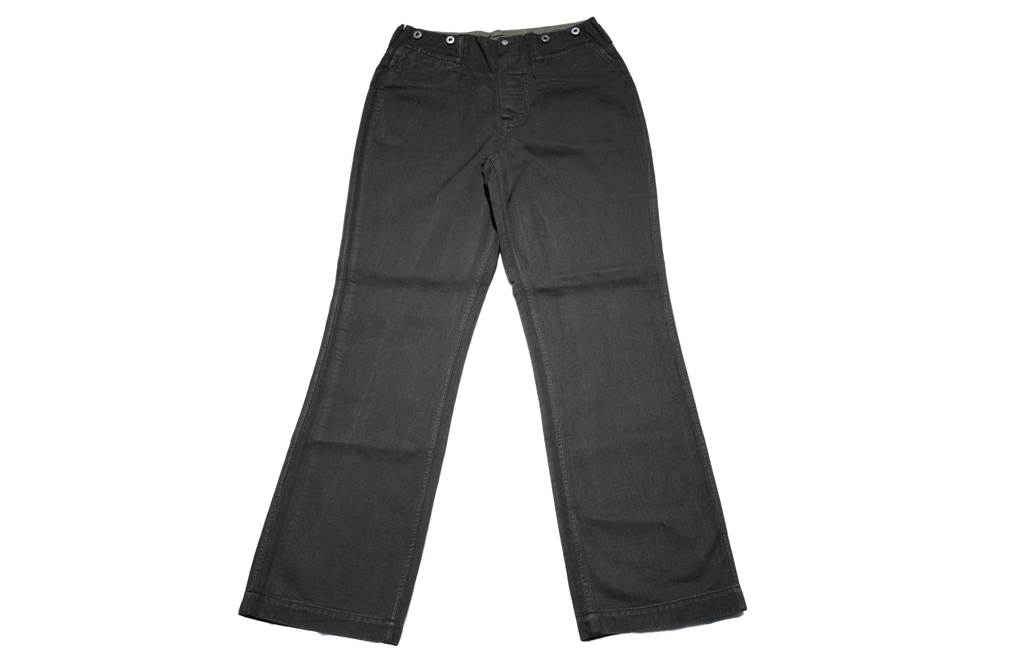Freewheelers 10.5oz Ink-Black Denim “STEVEDORE” Work Trousers