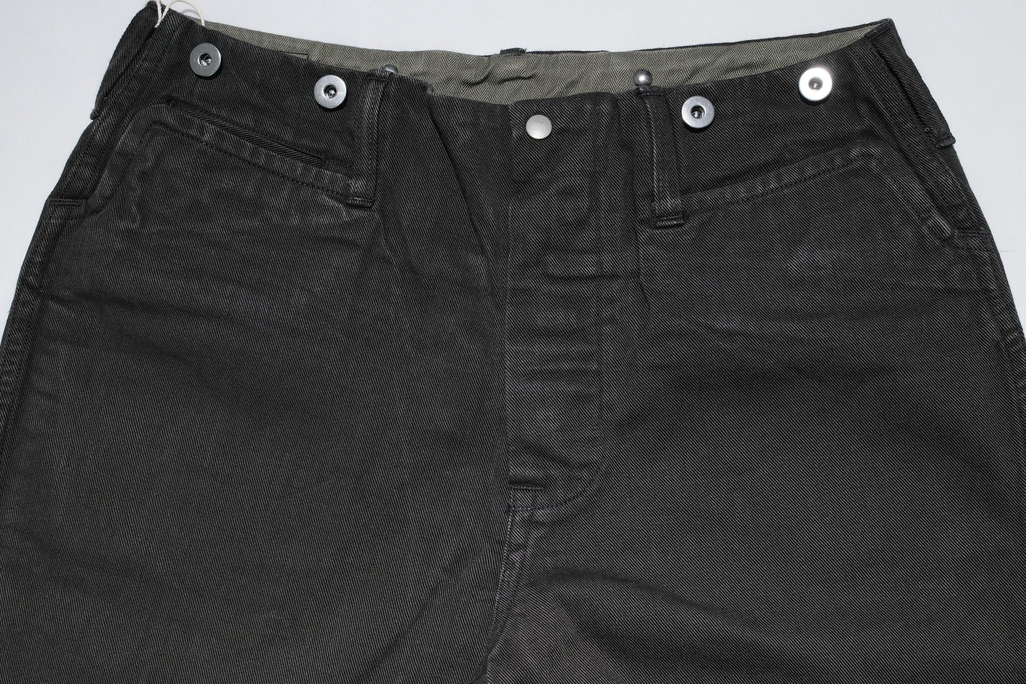 Freewheelers 10.5oz Ink-Black Denim “STEVEDORE” Work Trousers