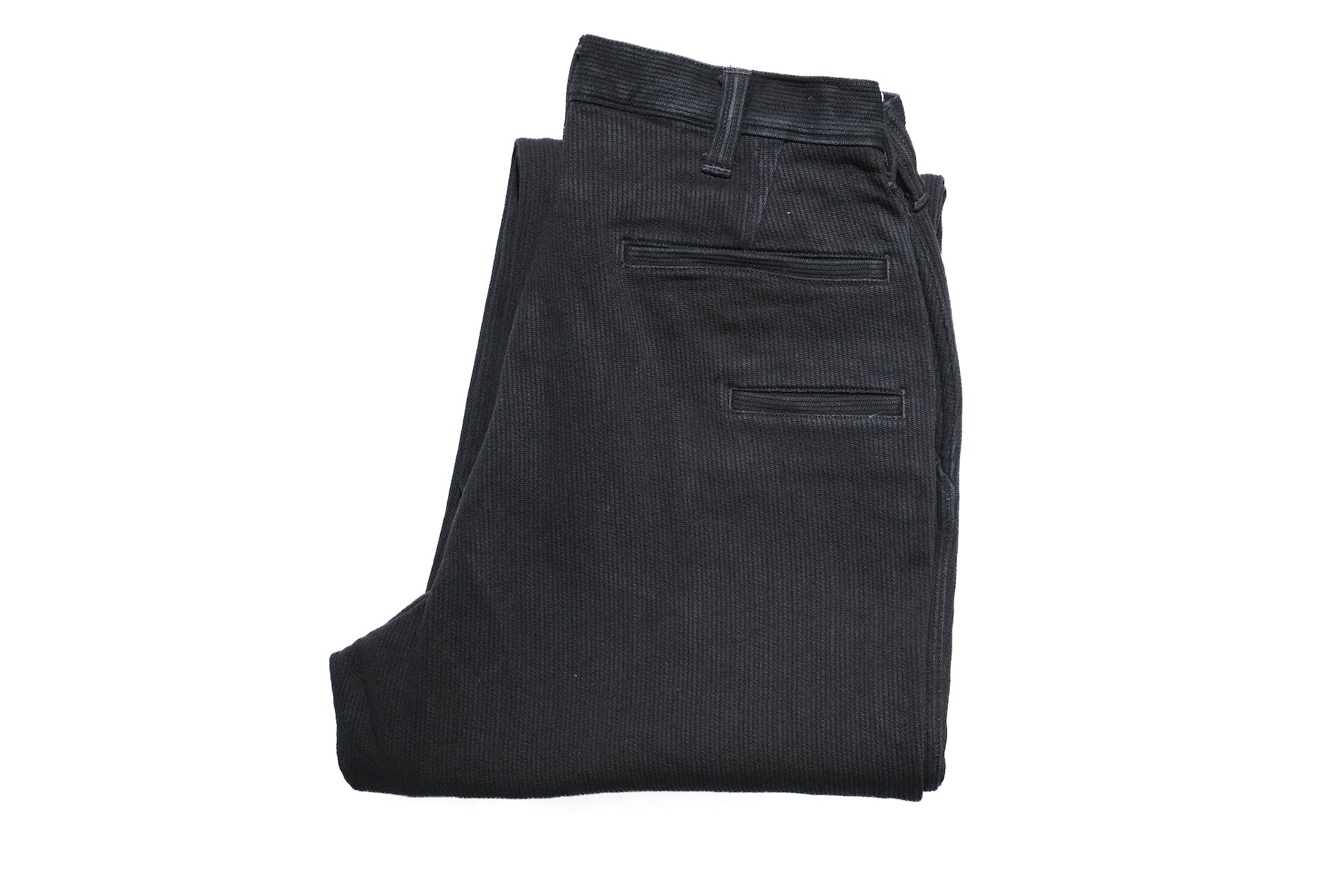 Freewheelers “Black Rogue” Heavyweight Pique Trousers (Rude Black)