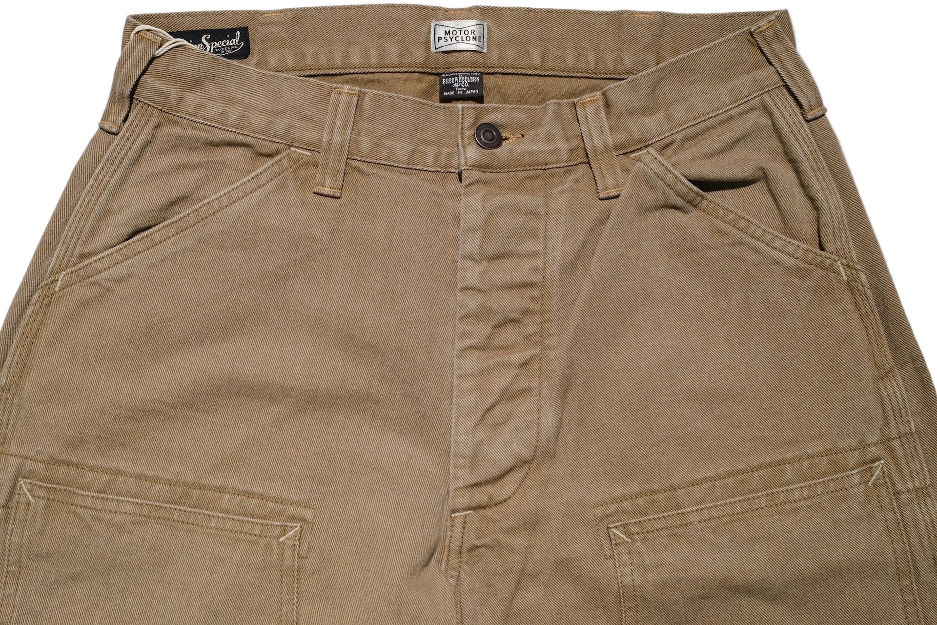 Freewheelers 10.5oz Denim “BAKERSFIELD” Cut-Length Trousers (Beige)