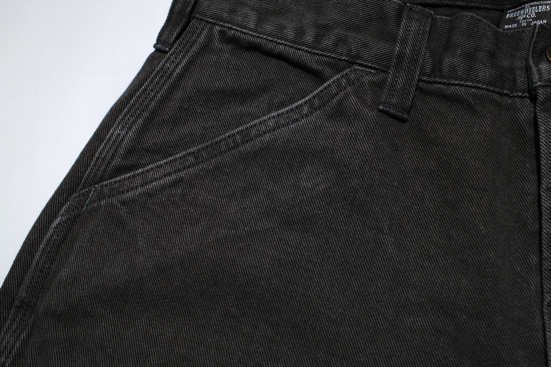 Freewheelers 10.5oz Denim “BAKERSFIELD” Cut-Length Trousers (Black)