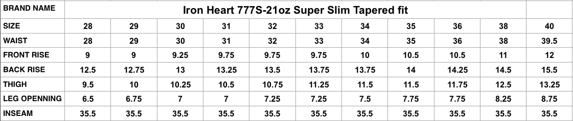 Iron Heart 777S-21oz Denim (Super Slim Tapered Fit)