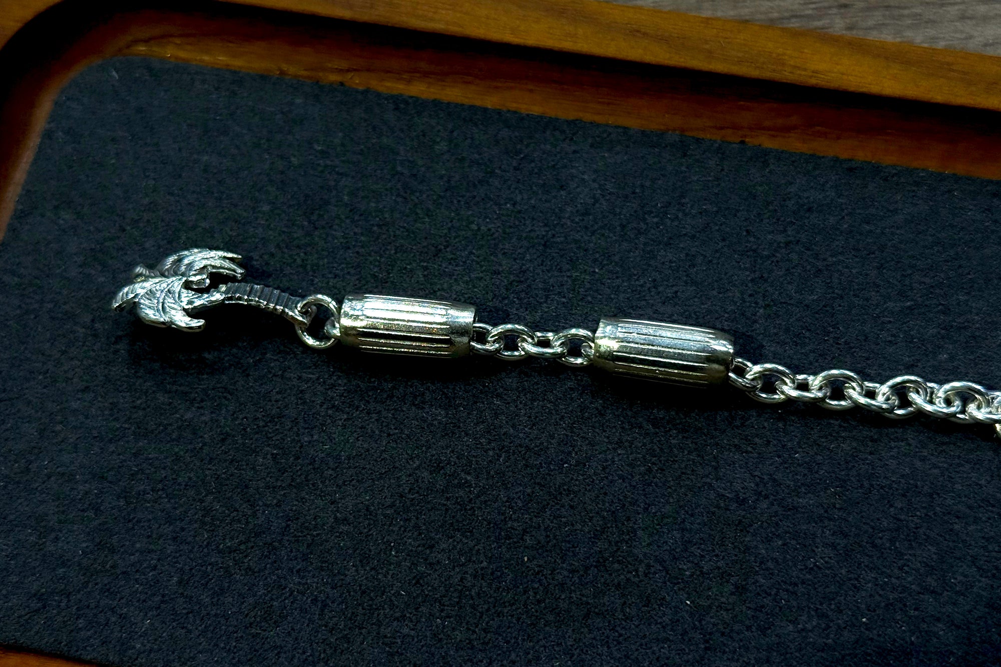 The One OCEAN "Palm Tree" Silver Chain Bracelet (Size Large)