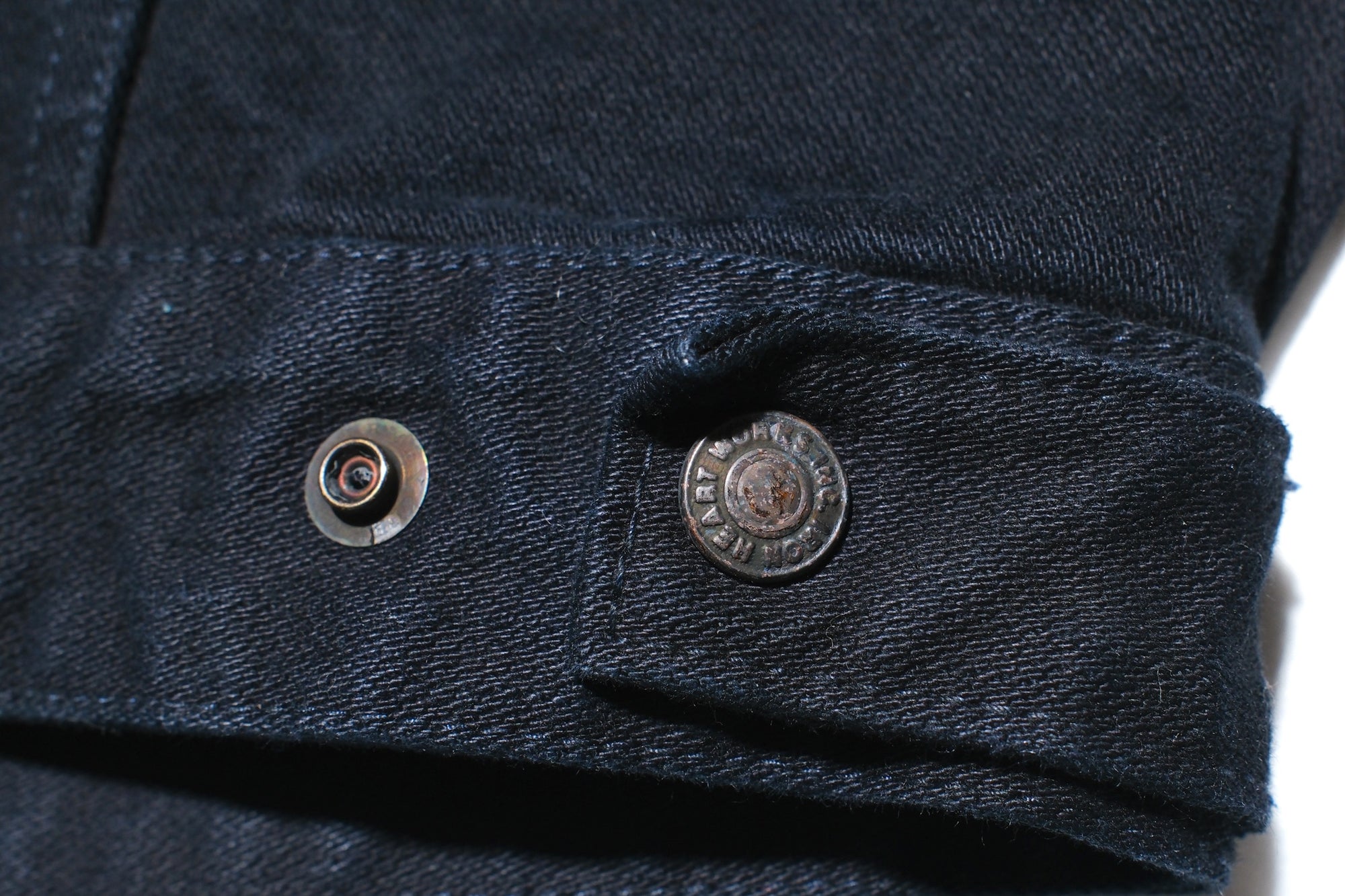 Iron Heart 14oz Selvage Broken Twill Denim Mechanic Work Jacket (Black Overdyed)