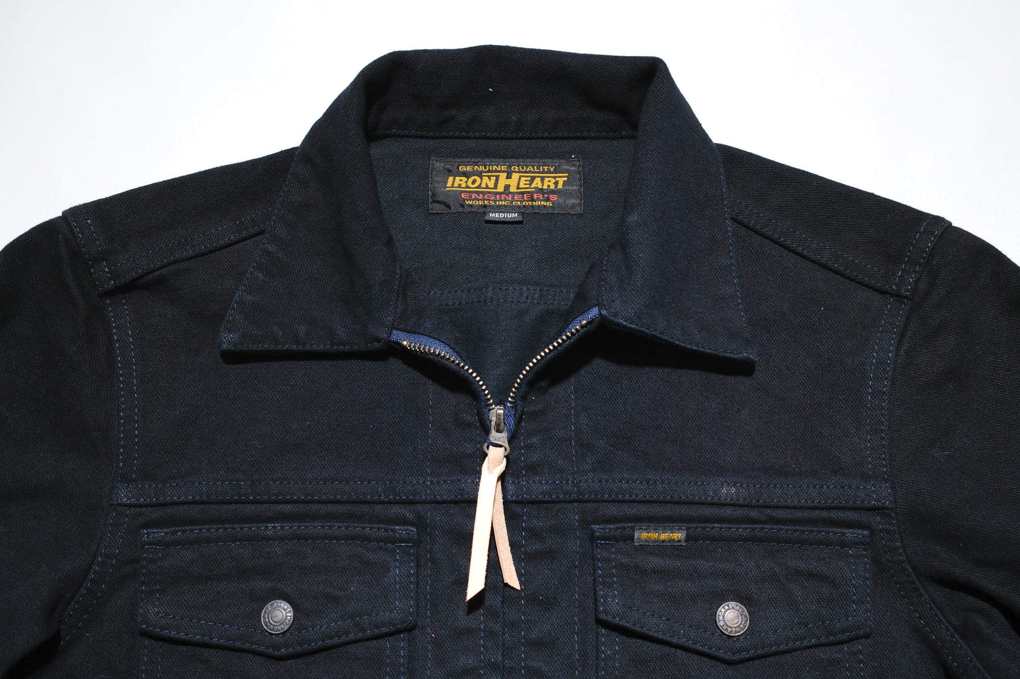 Iron Heart 14oz Selvage Broken Twill Denim Mechanic Work Jacket (Black Overdyed)