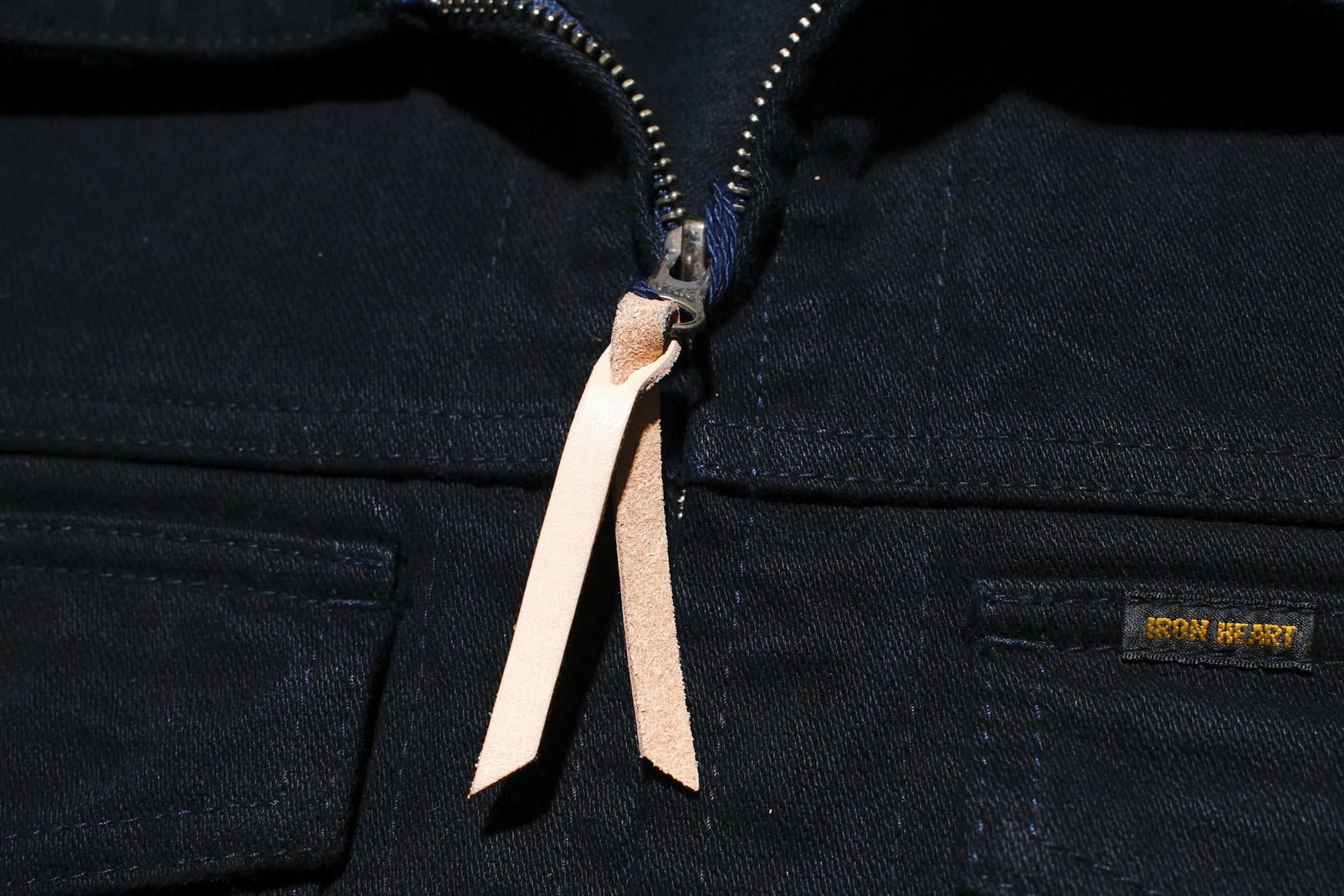 Iron Heart 14oz Selvage Broken Twill Denim Mechanic Work Jacket (Black Overdyed)