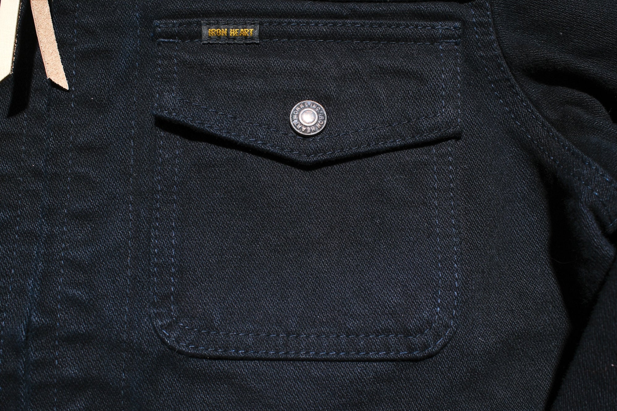 Iron Heart 14oz Selvage Broken Twill Denim Mechanic Work Jacket (Black Overdyed)