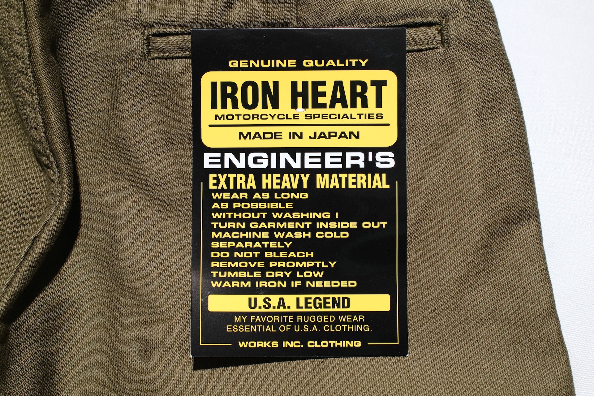 Iron Heart 11oz Cotton Whipcord Work Pants (Army Green)