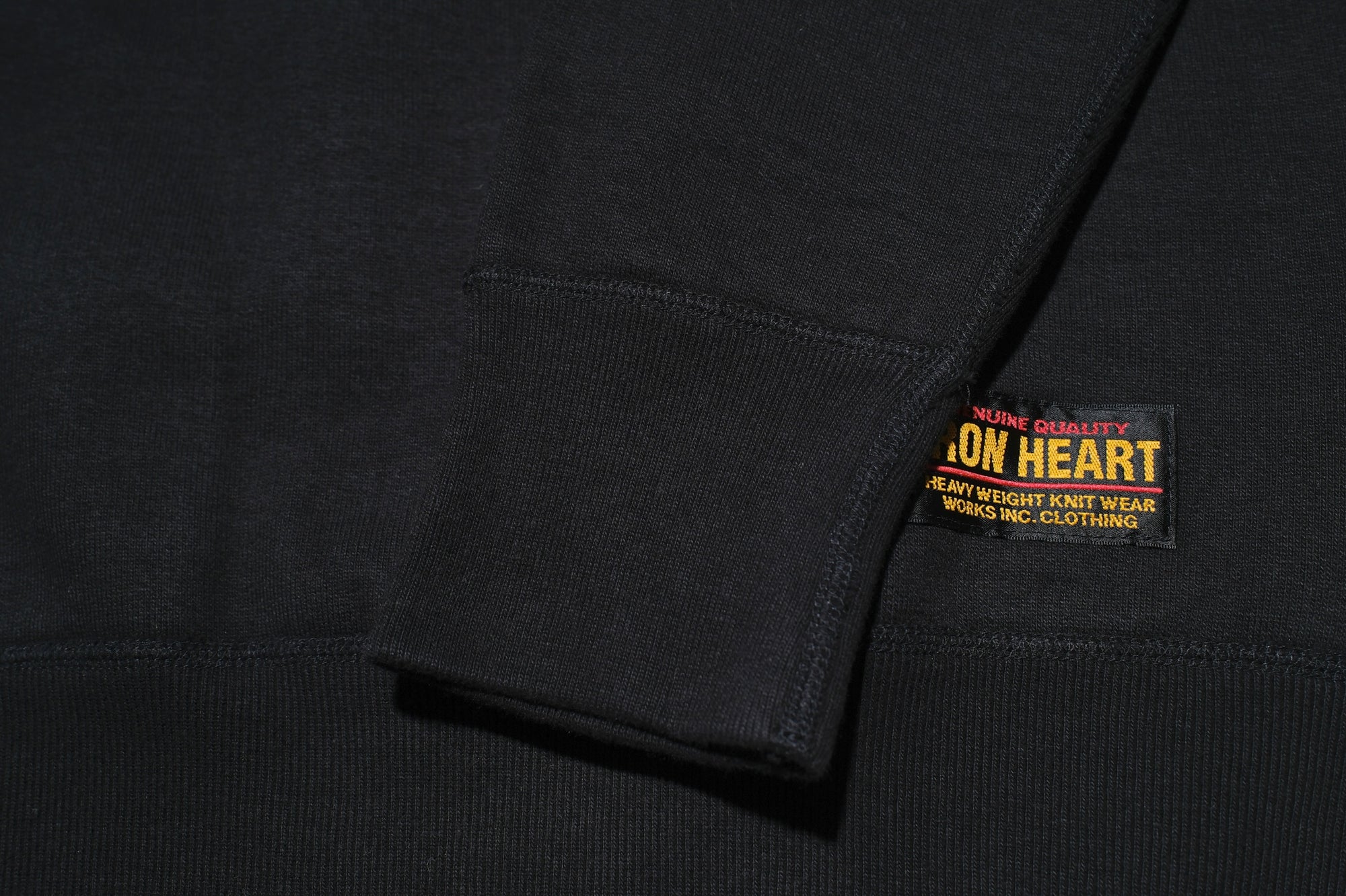 Iron Heart 14oz “Ultra-Heavyweight” Loopwheeled Crew Neck Sweatshirt (Solid Black)