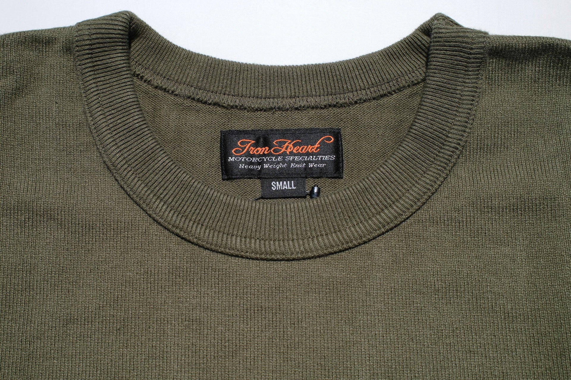 Iron Heart 11oz Cotton Knit L/S Crew Neck Sweater (Olive)