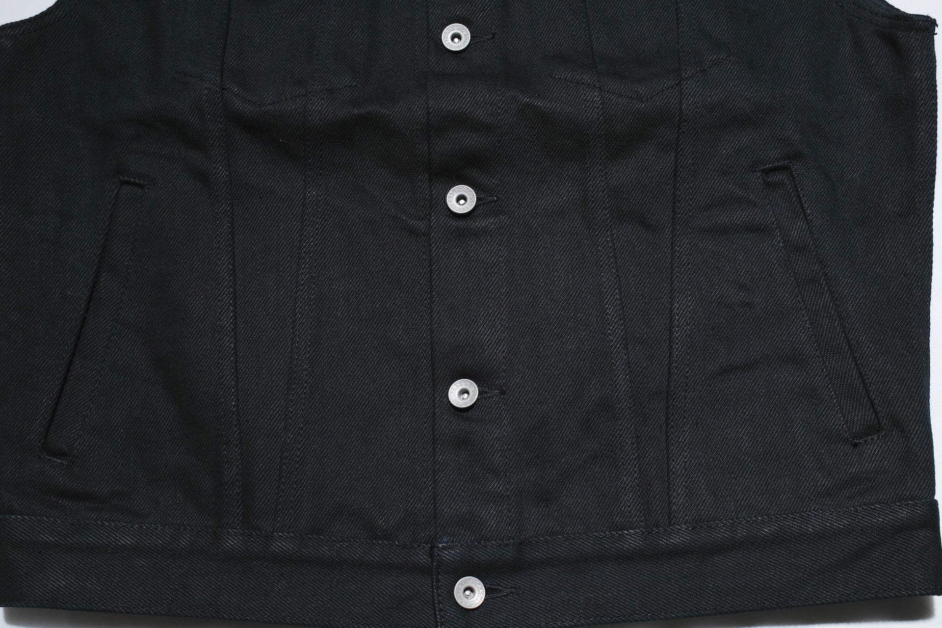 Iron Heart 21oz Selvage Denim Modified Biker Vest (Super Black)