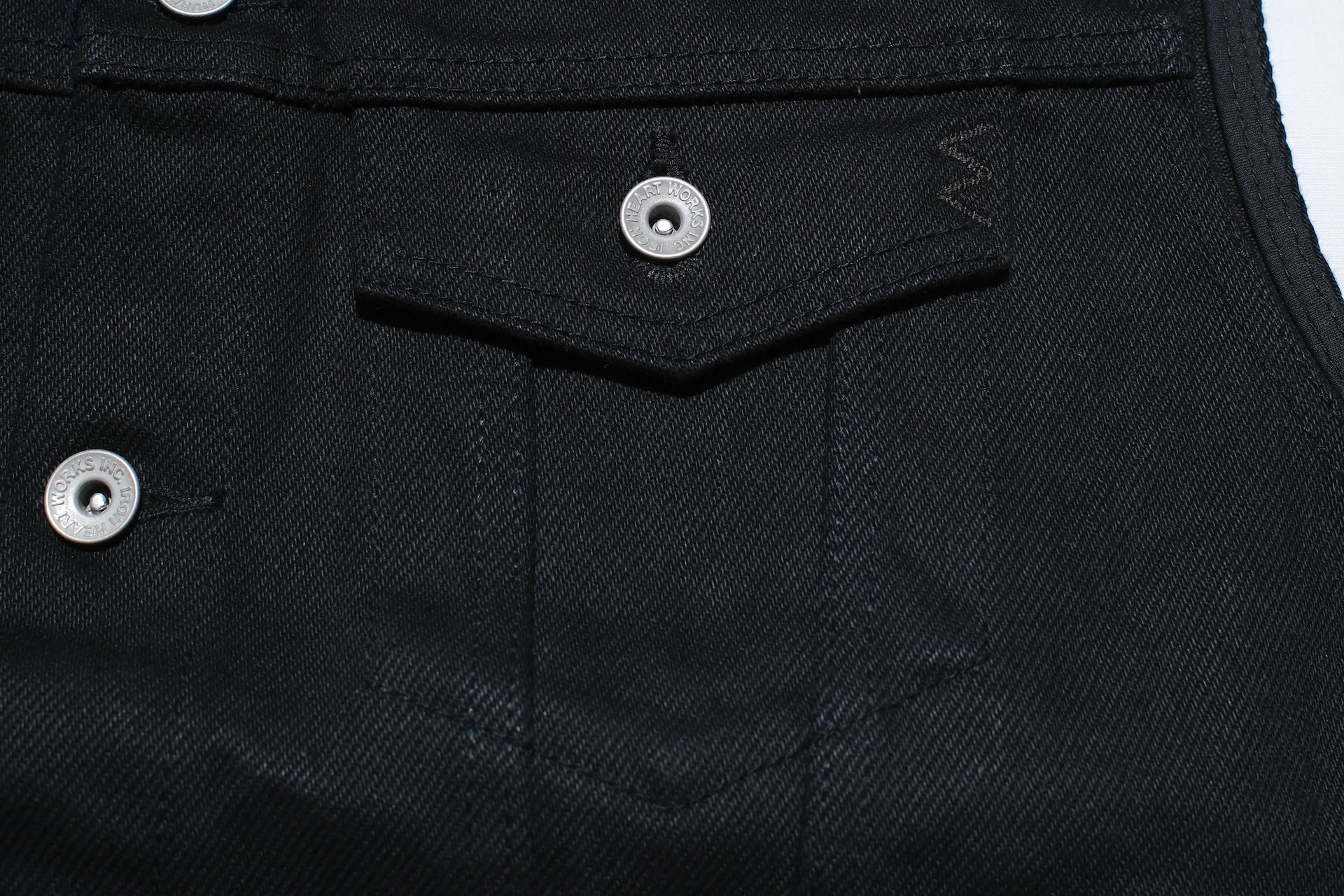 Iron Heart 21oz Selvage Denim Modified Biker Vest (Super Black)
