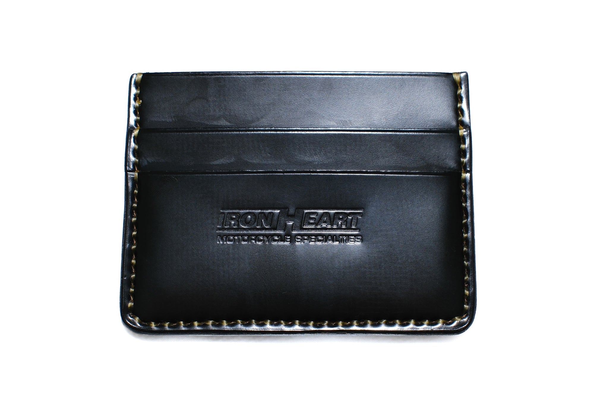 Iron Heart Shell Cordovan Card Holder (Solid Black)