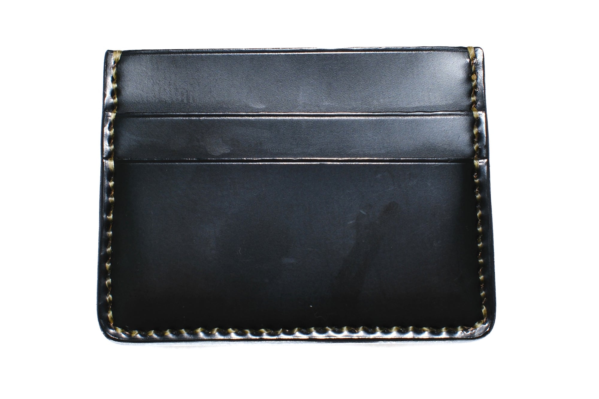 Iron Heart Shell Cordovan Card Holder (Solid Black)