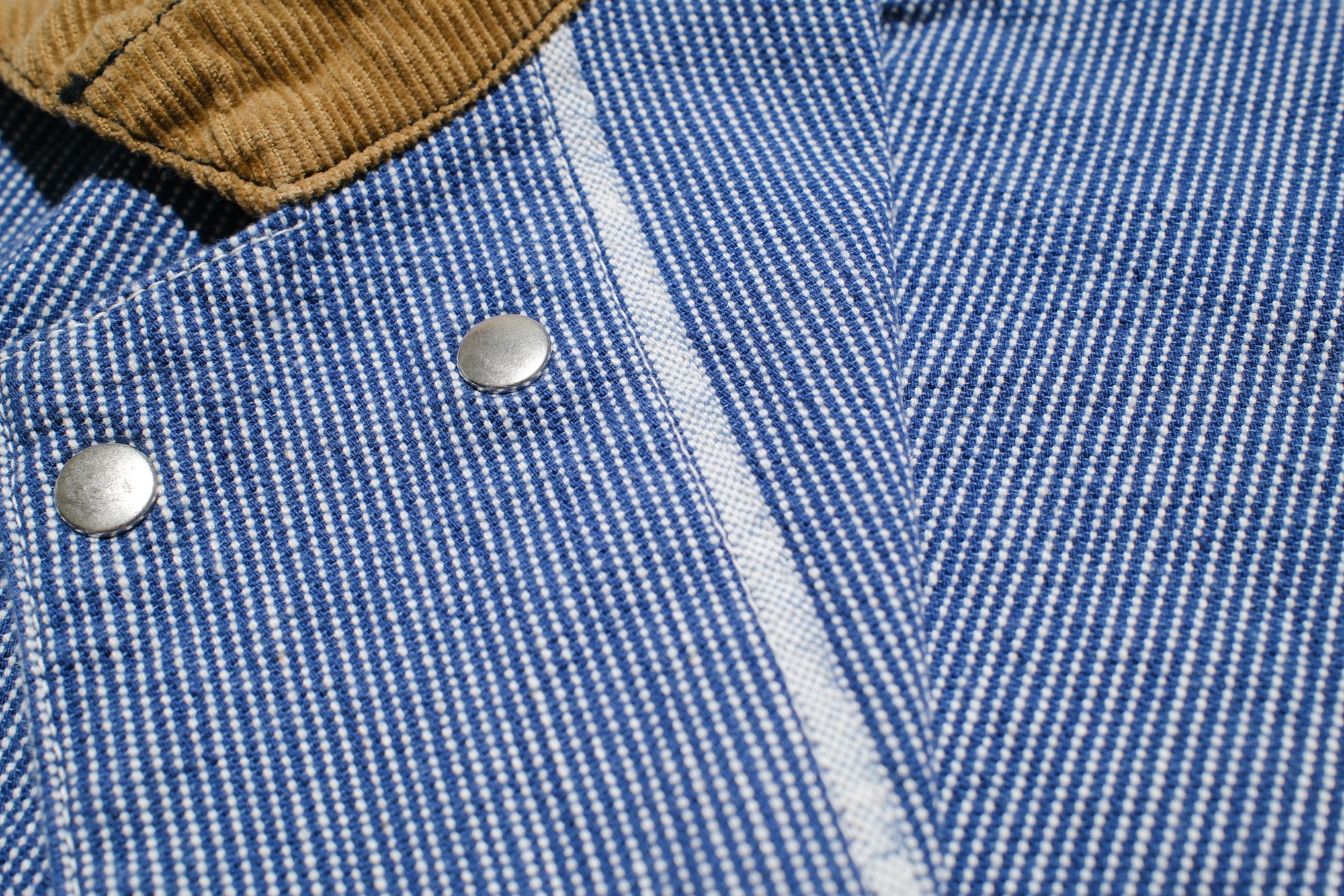 John Gluckow X Warehouse Co. 10oz Indigo Dyed Pinstripe Snap-Tite Chore Jacket