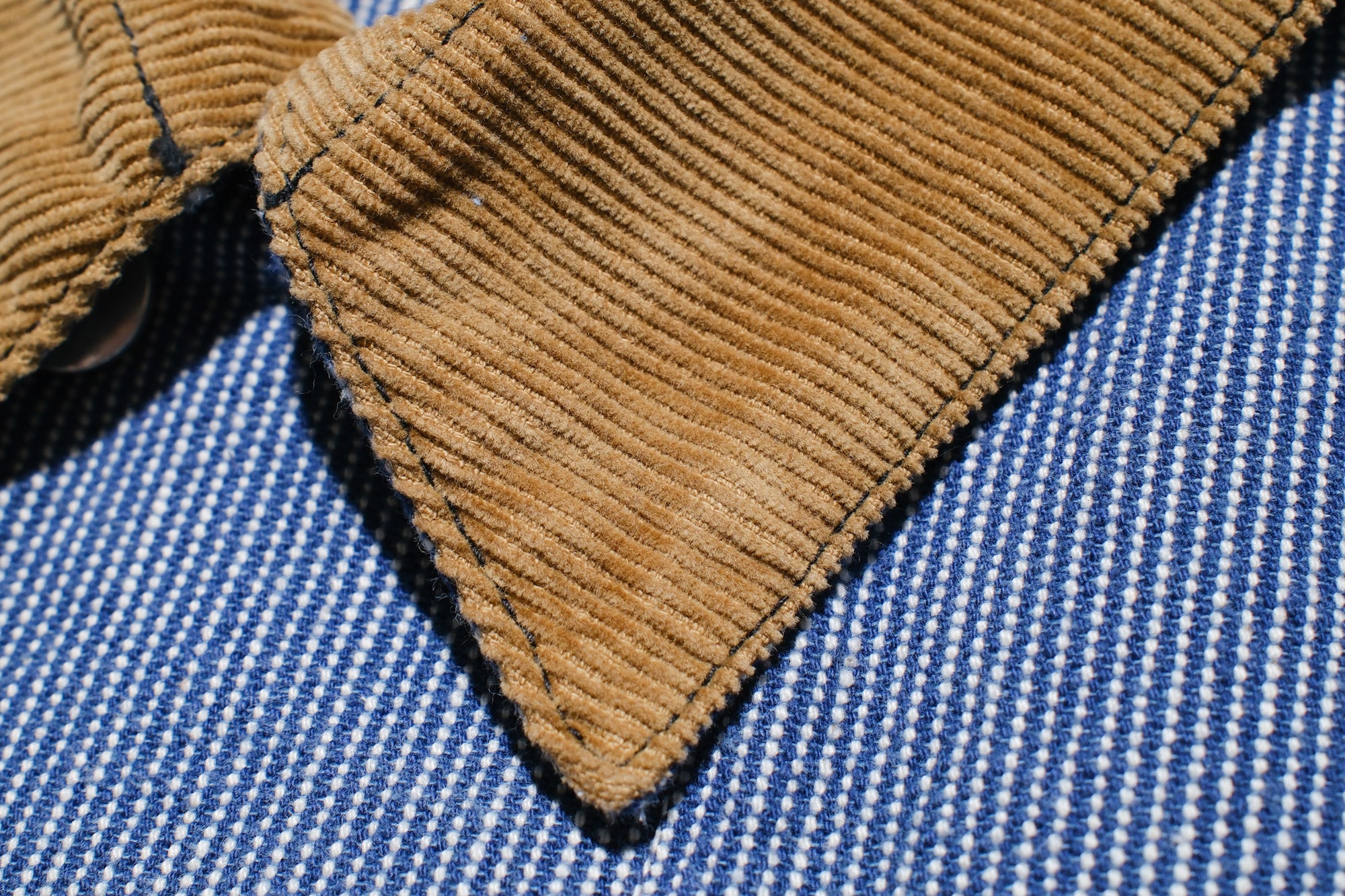 John Gluckow X Warehouse Co. 10oz Indigo Dyed Pinstripe Snap-Tite Chore Jacket