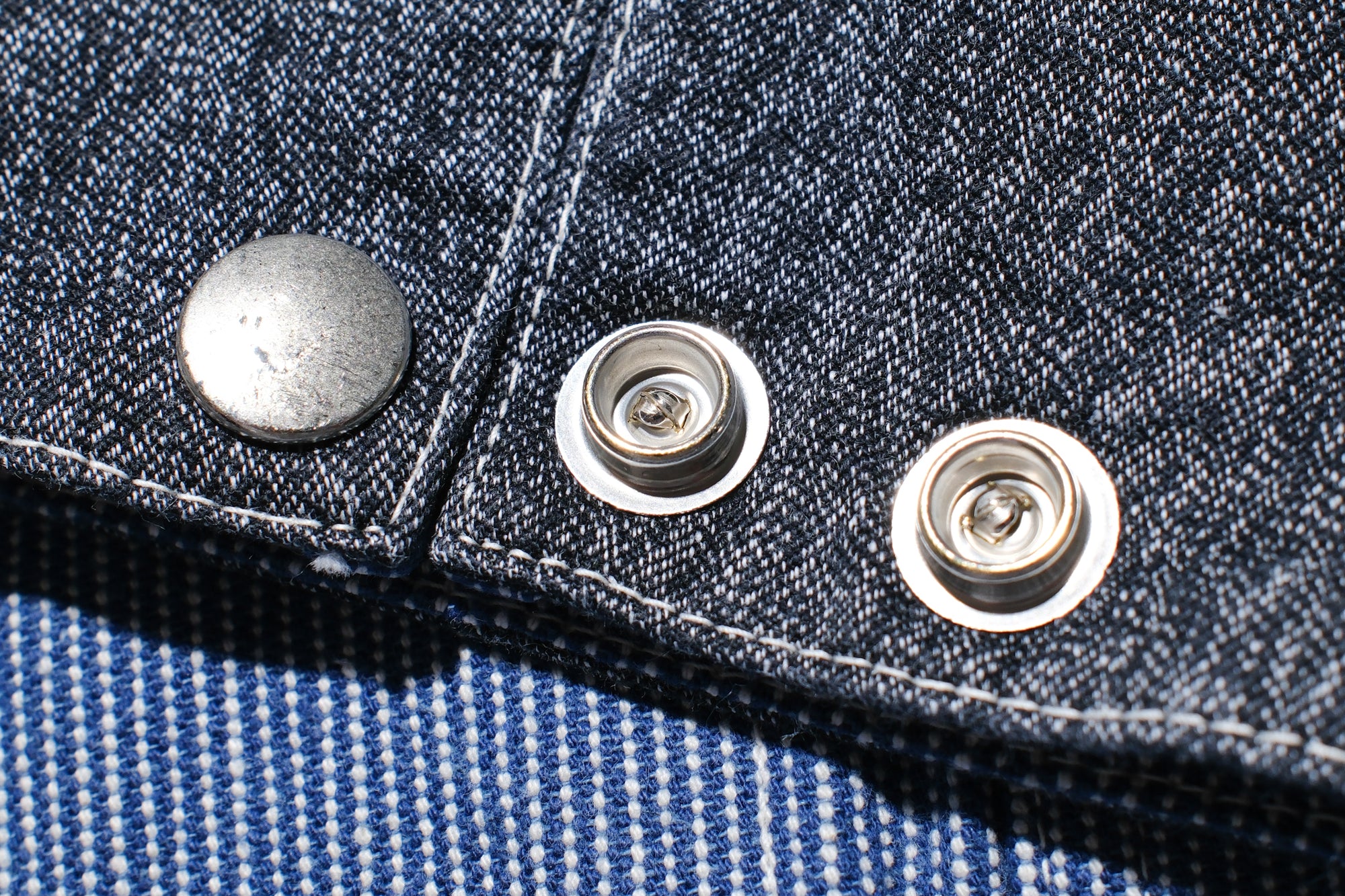 John Gluckow X Warehouse Co. 10oz Indigo Dyed Pinstripe Snap-Tite Chore Jacket
