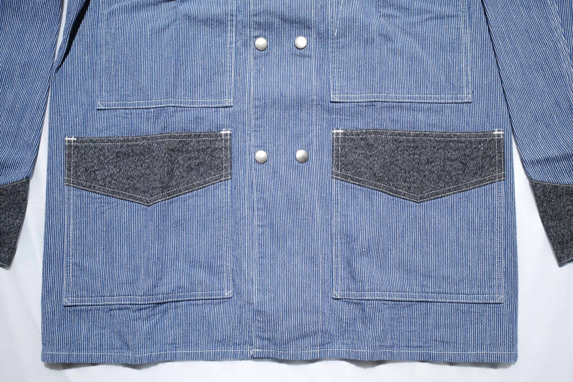 John Gluckow X Warehouse Co. 10oz Indigo Dyed Pinstripe Snap-Tite Chore Jacket