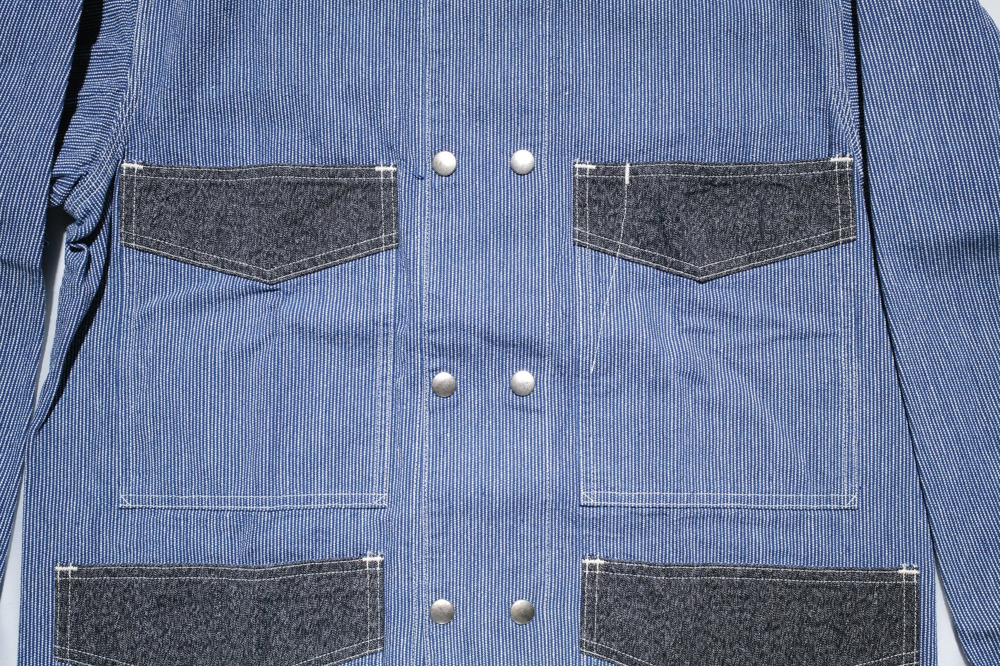 John Gluckow X Warehouse Co. 10oz Indigo Dyed Pinstripe Snap-Tite Chore Jacket