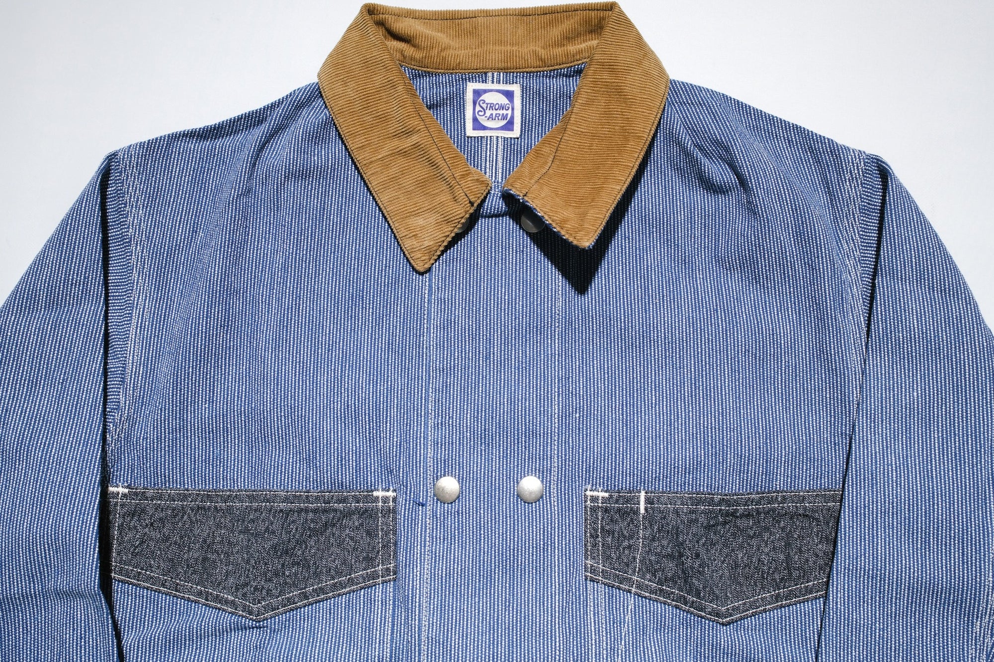 John Gluckow X Warehouse Co. 10oz Indigo Dyed Pinstripe Snap-Tite Chore Jacket