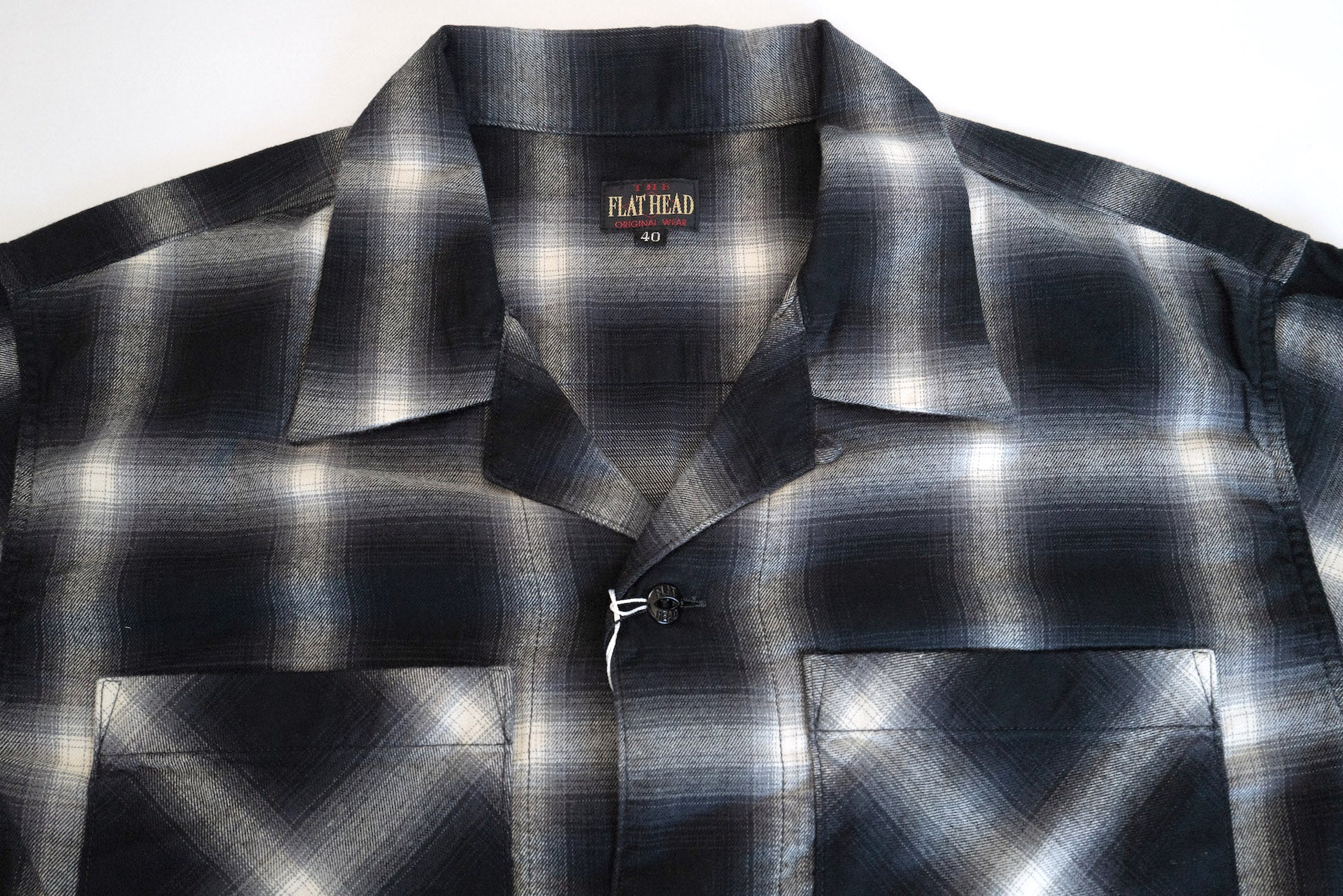 The Flat Head Lightweight Ombre Check Flannel S/S Open Collar Shirt
