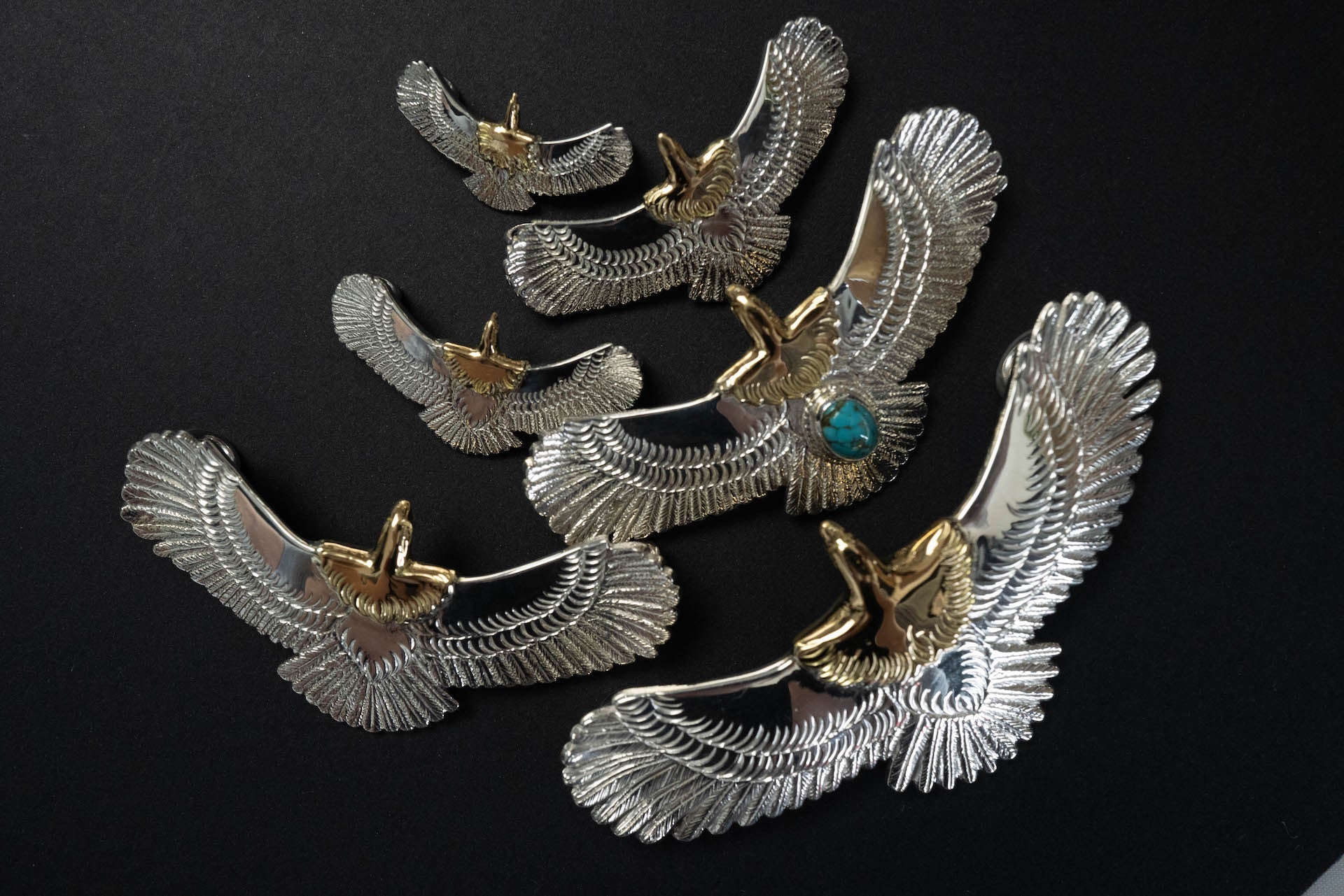 First Arrow's X-Small Eagle Pendants with 18K Gold Head (P-595)