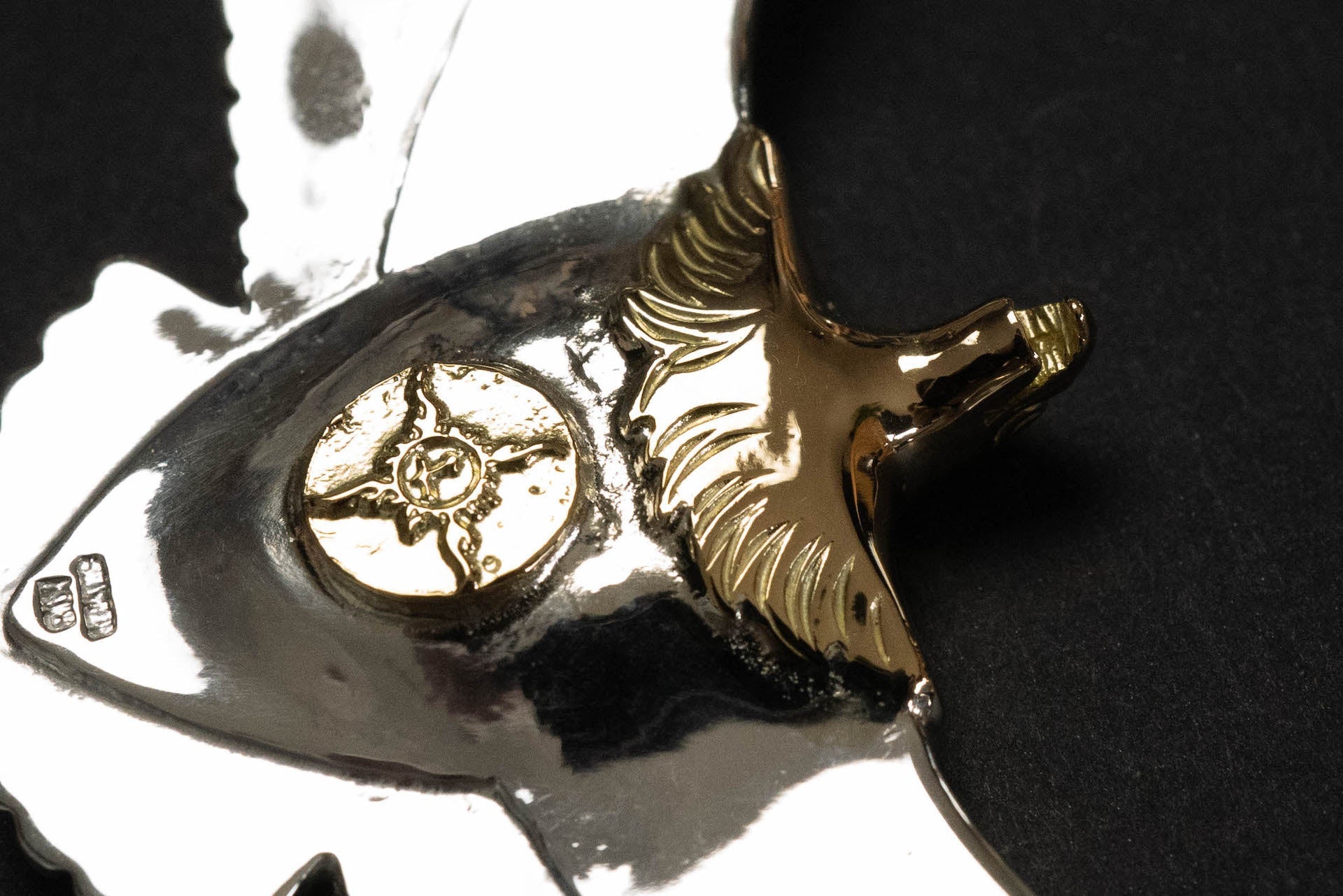 First Arrow's Large Eagle Pendants with 18K Gold Head & Heart (P-400)