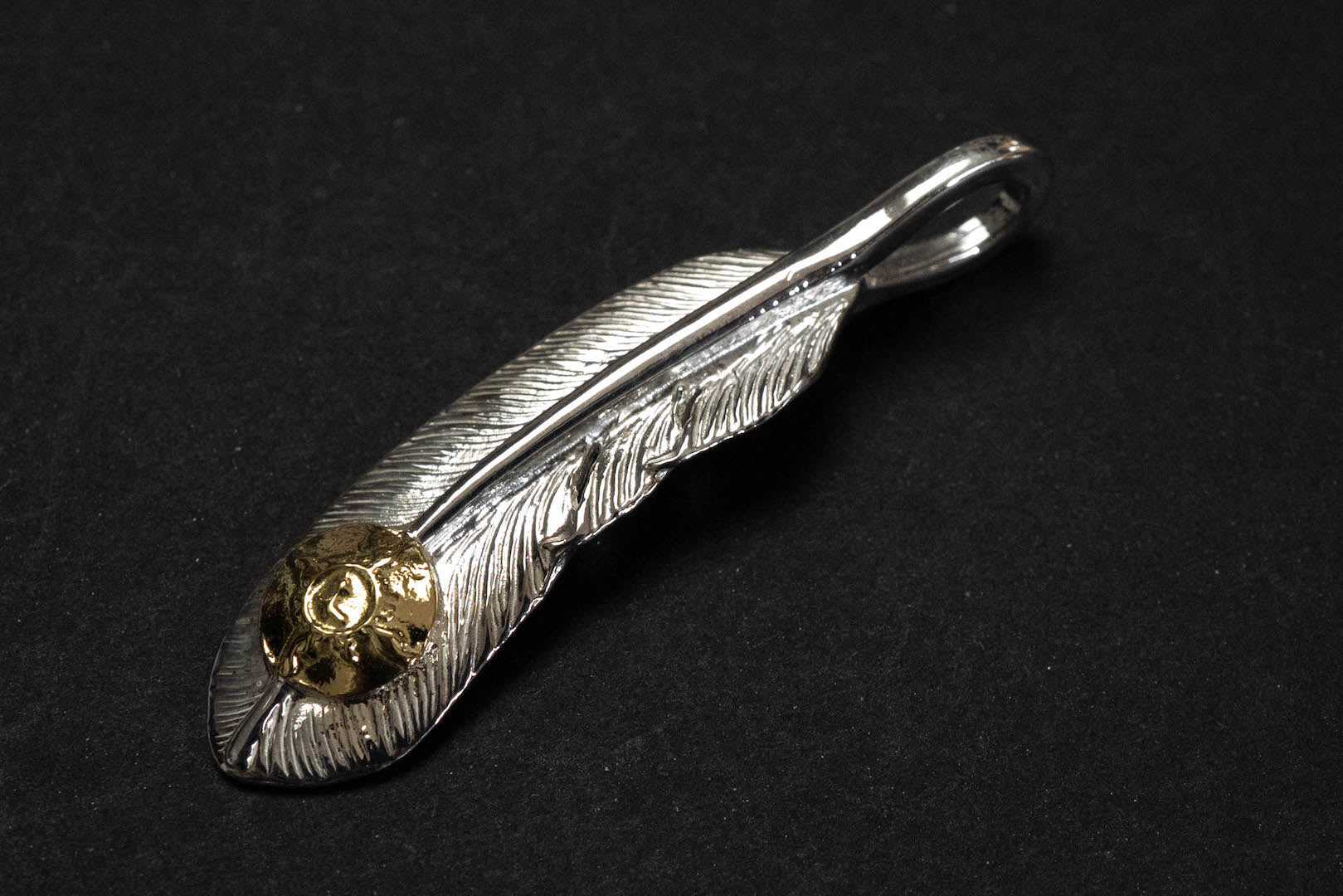 First Arrow's "Sunburst Small Feather" Silver Pendant (P-005)