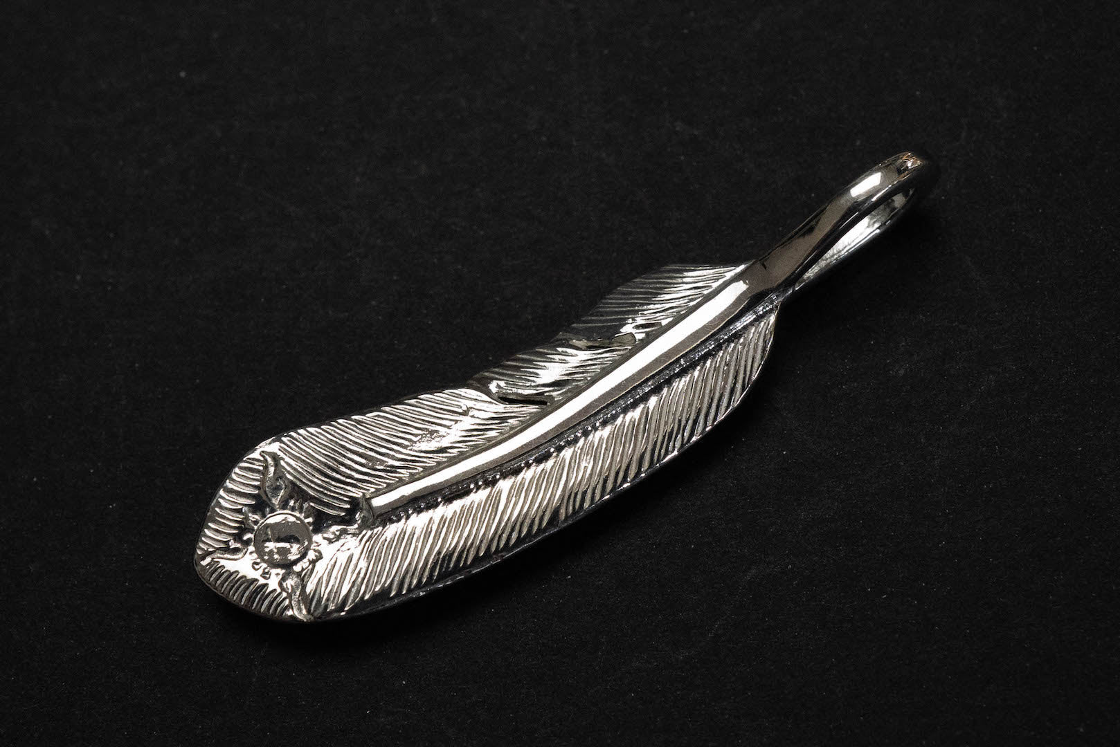 First Arrow's "Sunburst Small Feather" Silver Pendant (P-005)