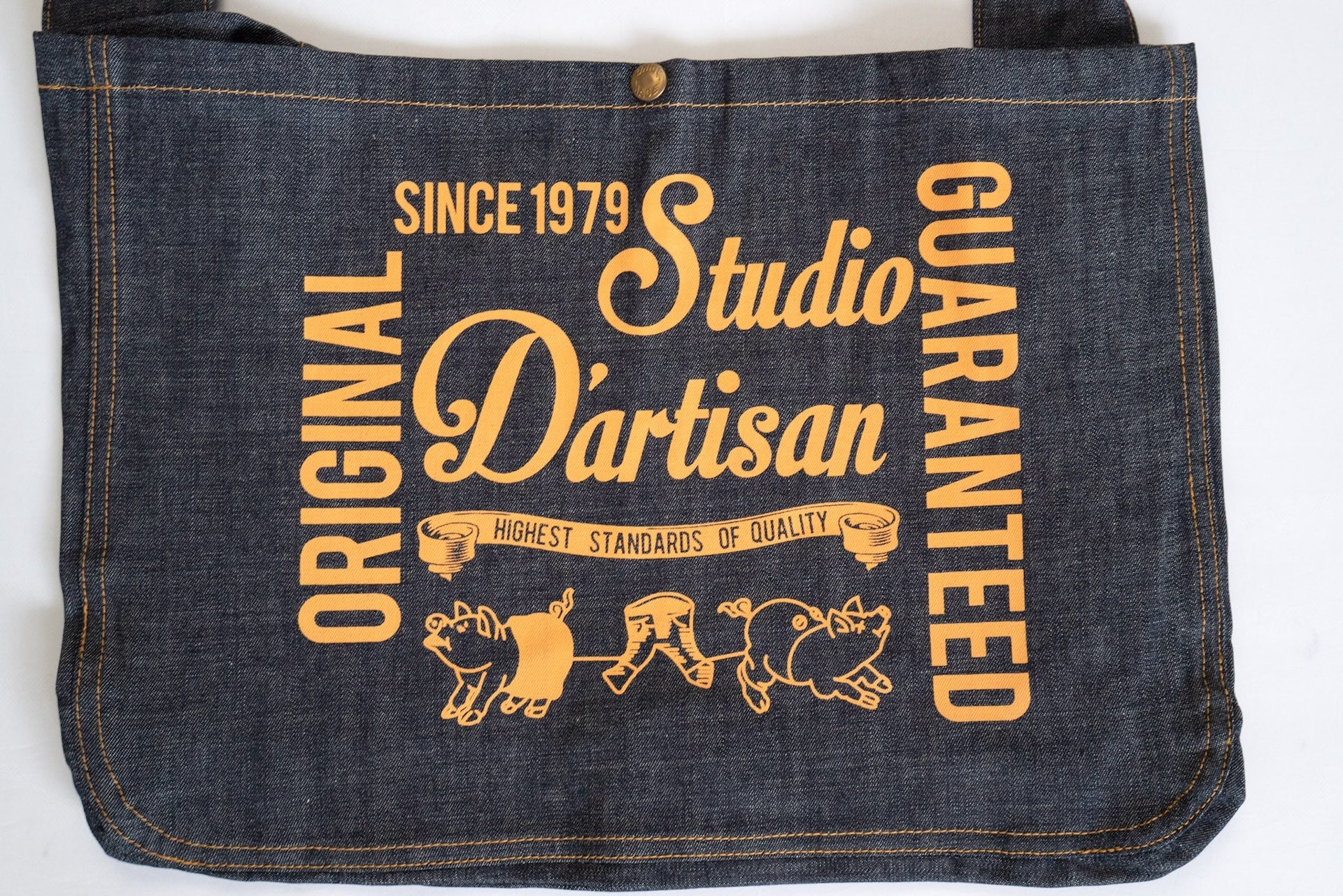 Studio D'Artisan "Piggy" Denim Newspaper Bag (Orange)
