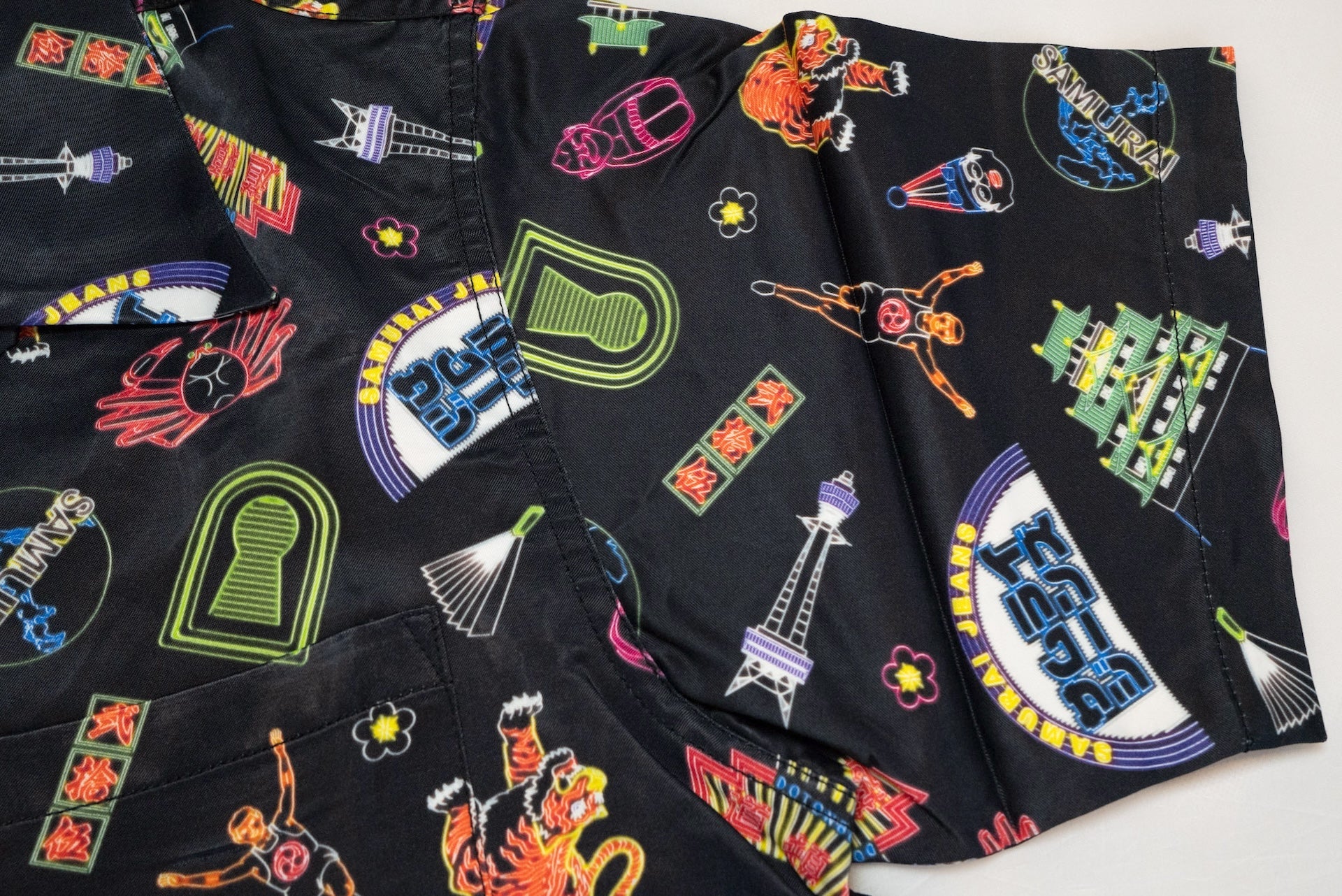 Samurai "Osaka Neon" Back Sateen S/S Aloha Shirt (25th Anniversary Limited)