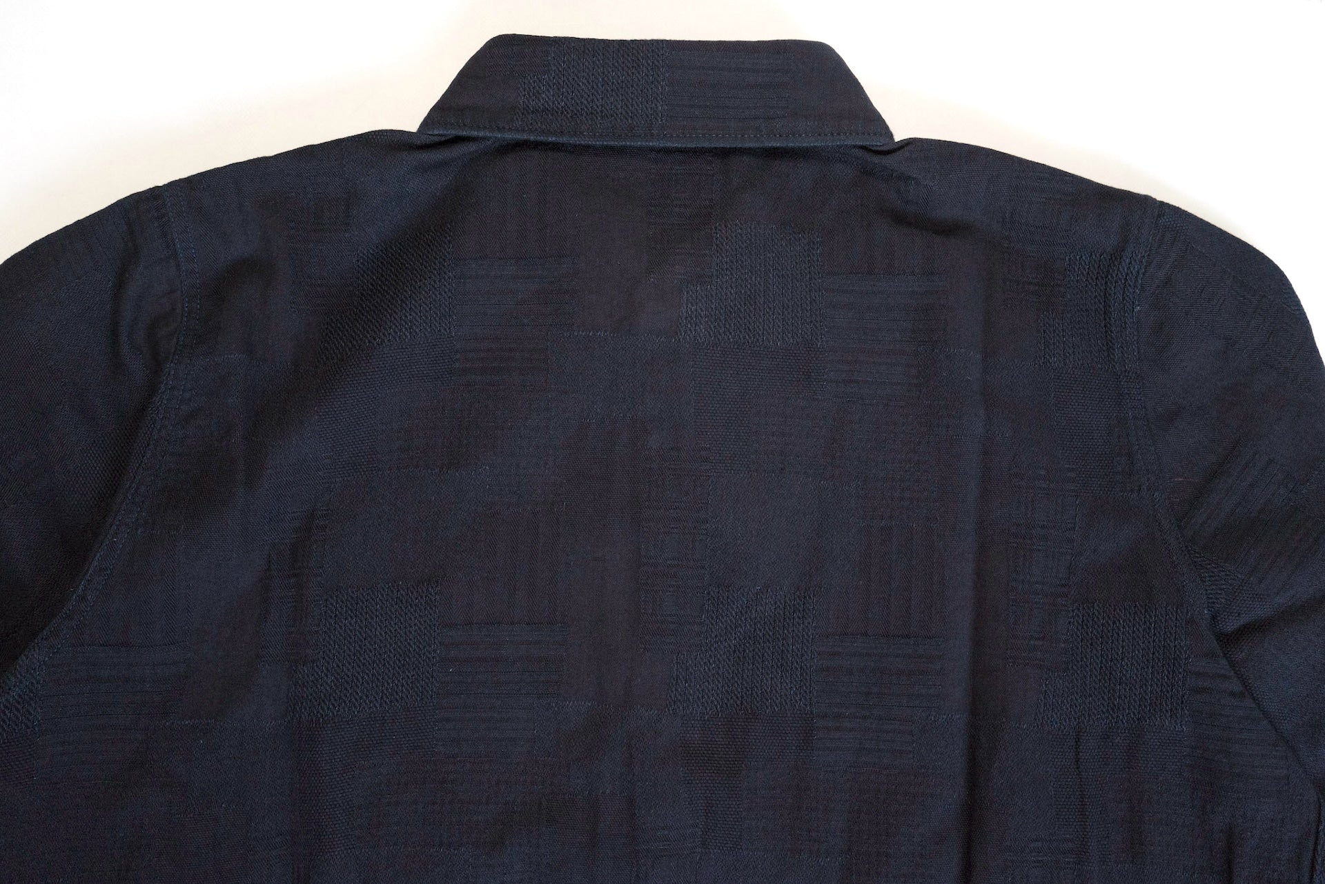 Pure Blue Japan 8oz Patchwork Jacquard Oxford Shirt (Double Indigo)