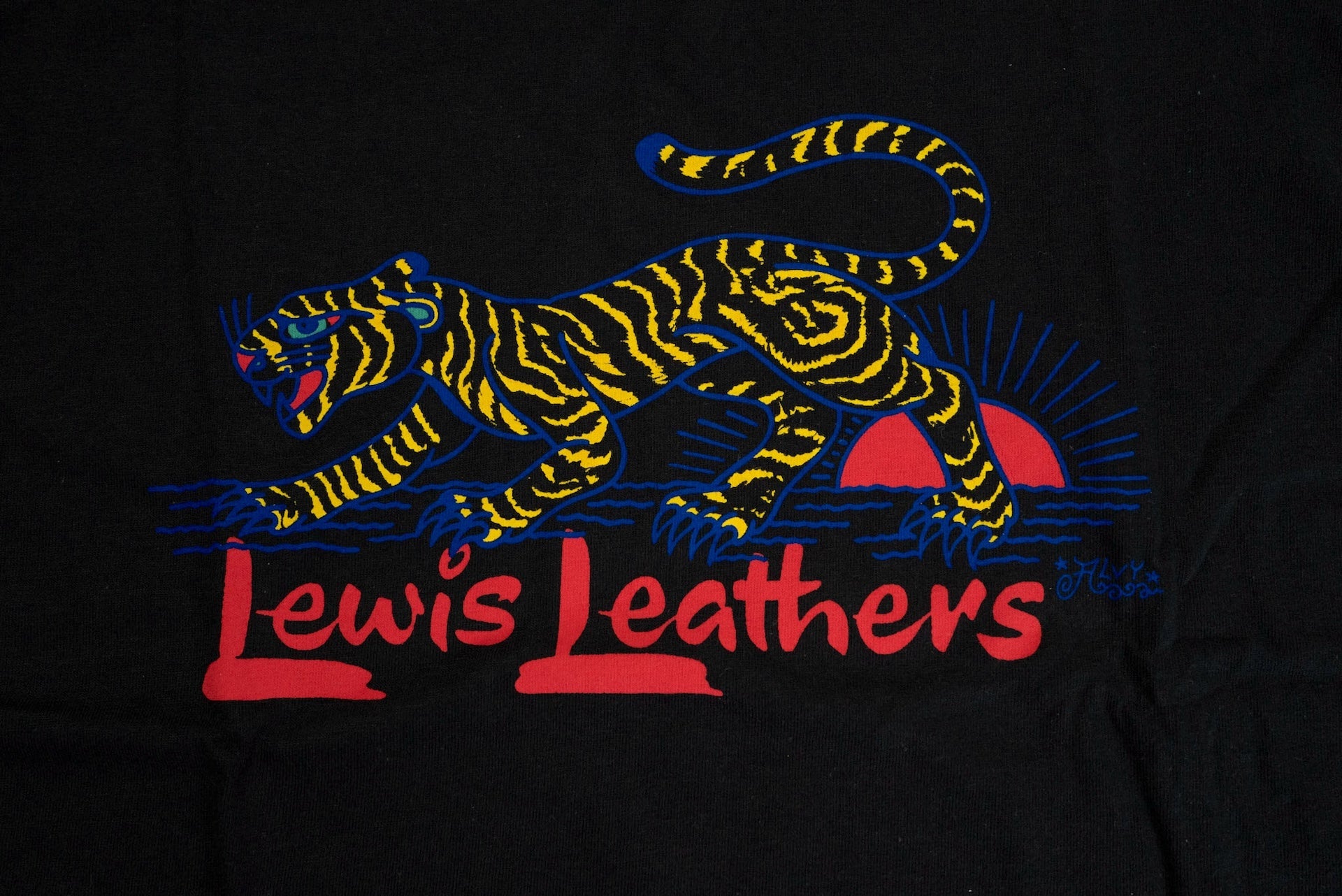 Lewis Leathers X Liam Alvy 'Prowling Tiger' Tubular Tee (Black)