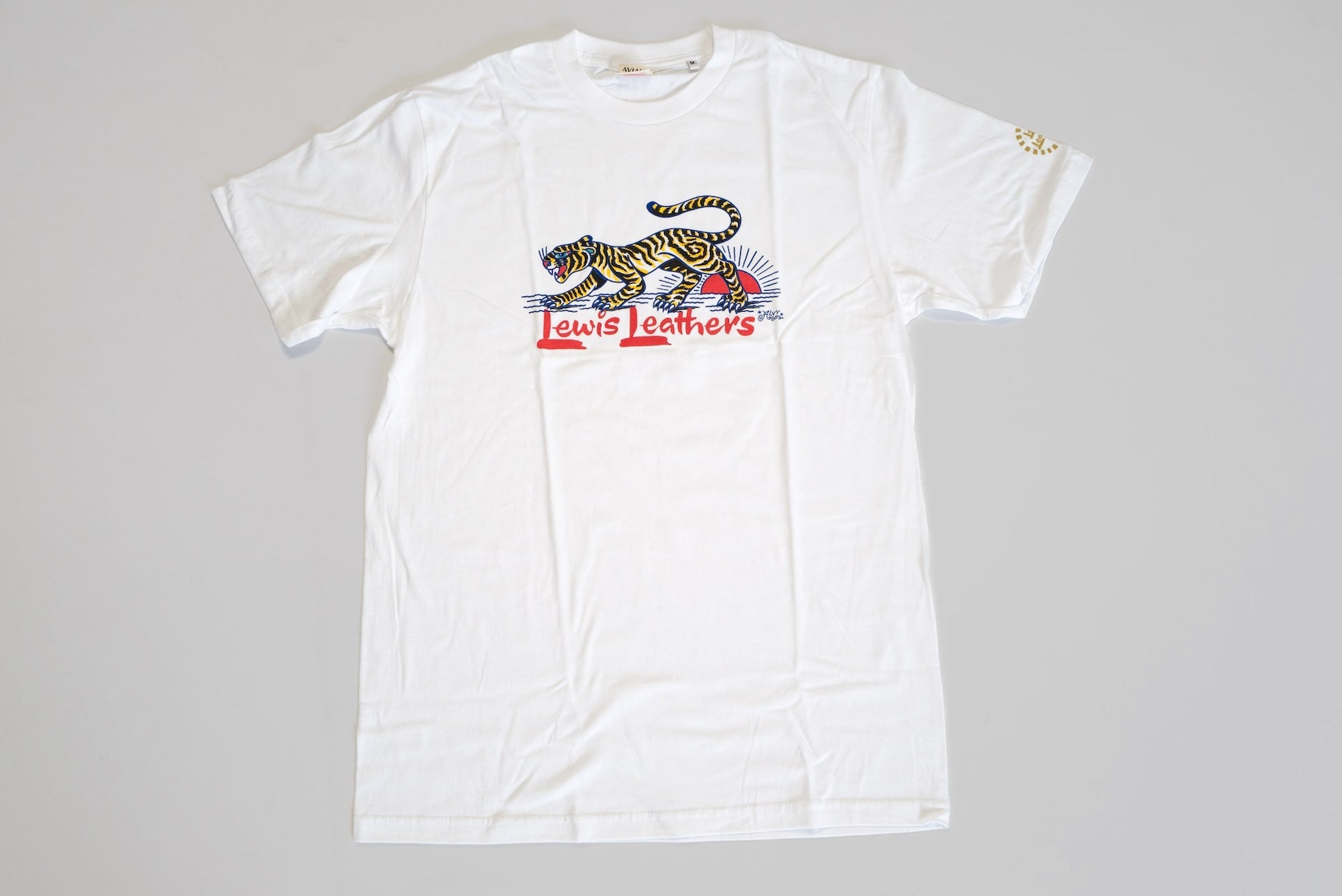 Lewis Leathers X Liam Alvy 'Prowling Tiger' Tubular Tee (White)