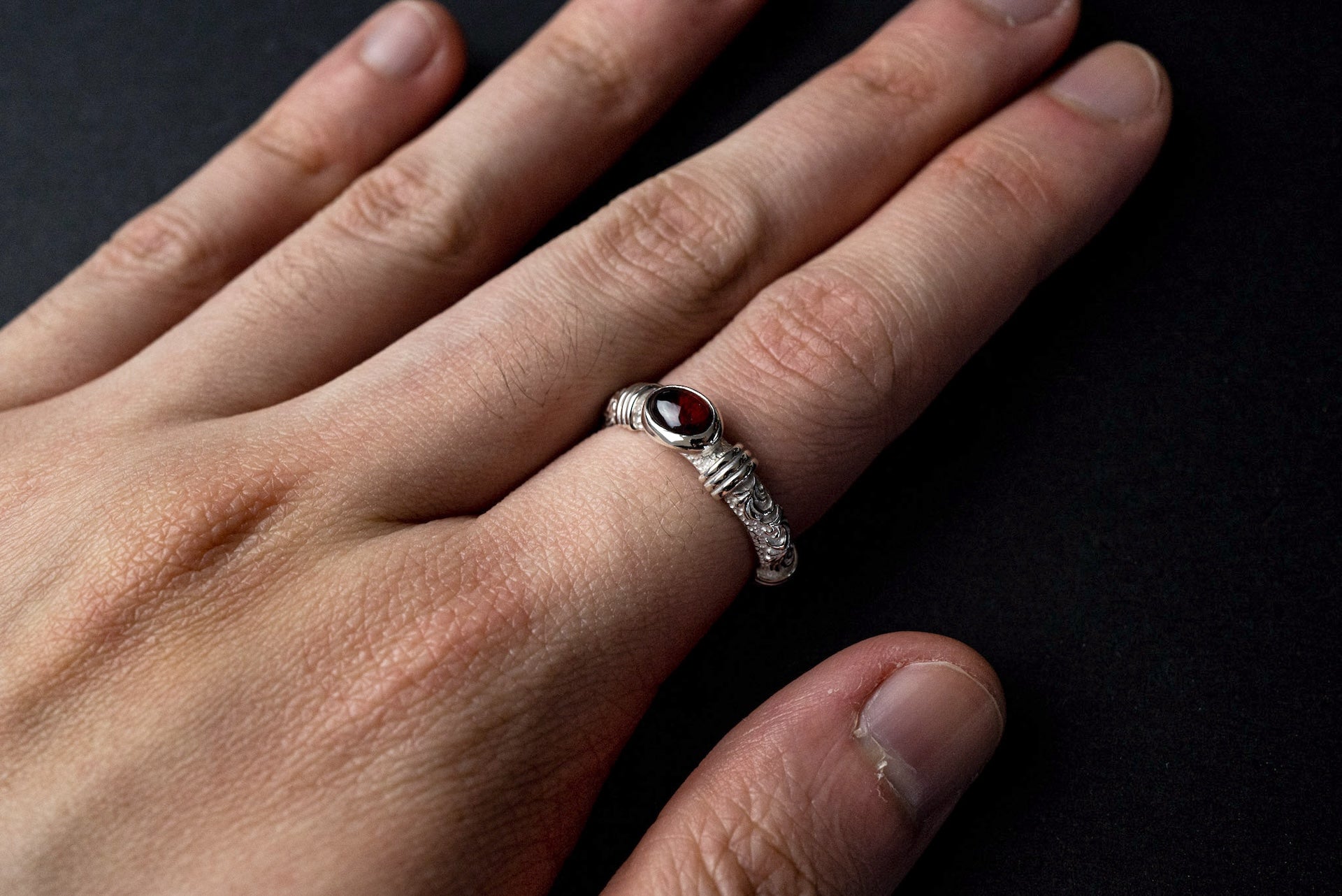 Legend Size Small "Anti-Ghost" Ring with Garnet