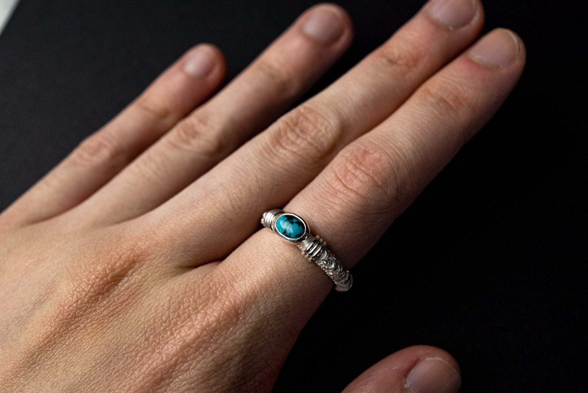 Legend Size Small "Anti-Ghost" Ring with Turquoise