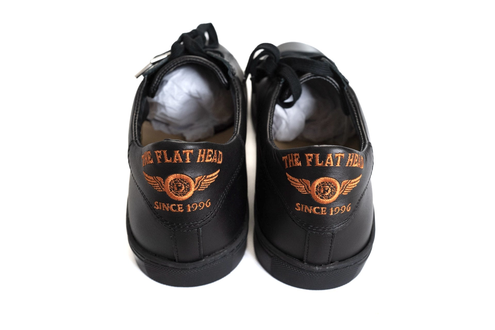 The Flat Head "Flying Wheel" Cowhide Sneakers (Black)