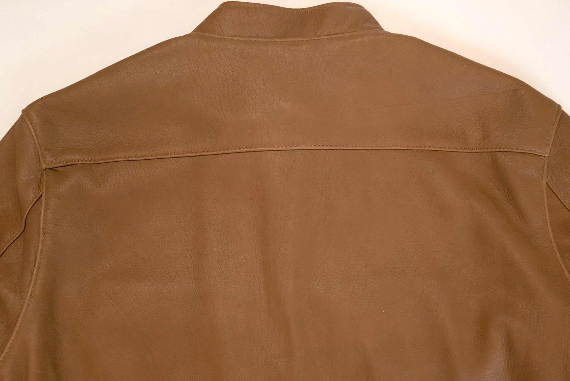 The Flat Head X CORLECTION Deerskin Stand Collar Single Riders Jacket (Brown)