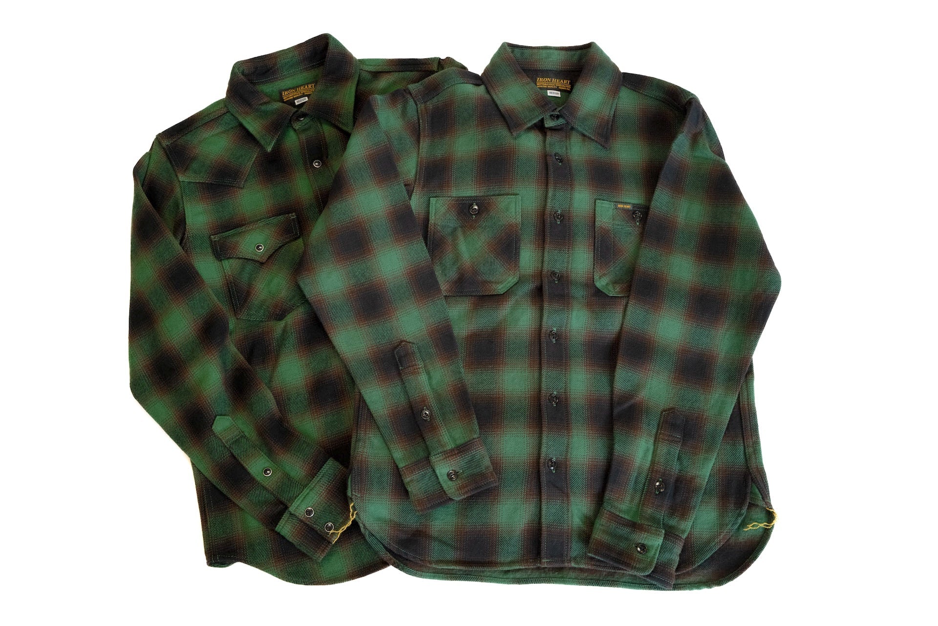Iron Heart Ultra-Heavy Flannel Classic Check Western Shirt (Woodland Green)