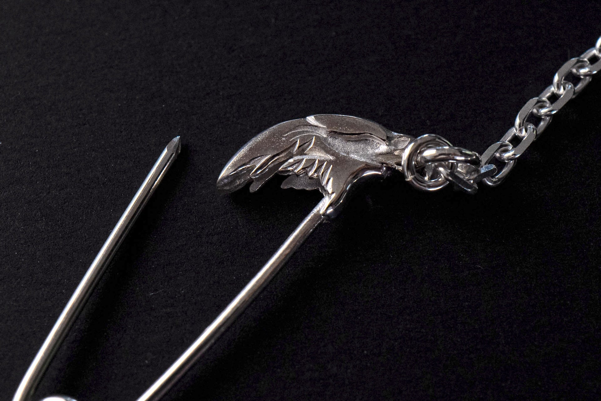 Legend Silver Necklace With Size Small "Eagle" Safety Pin