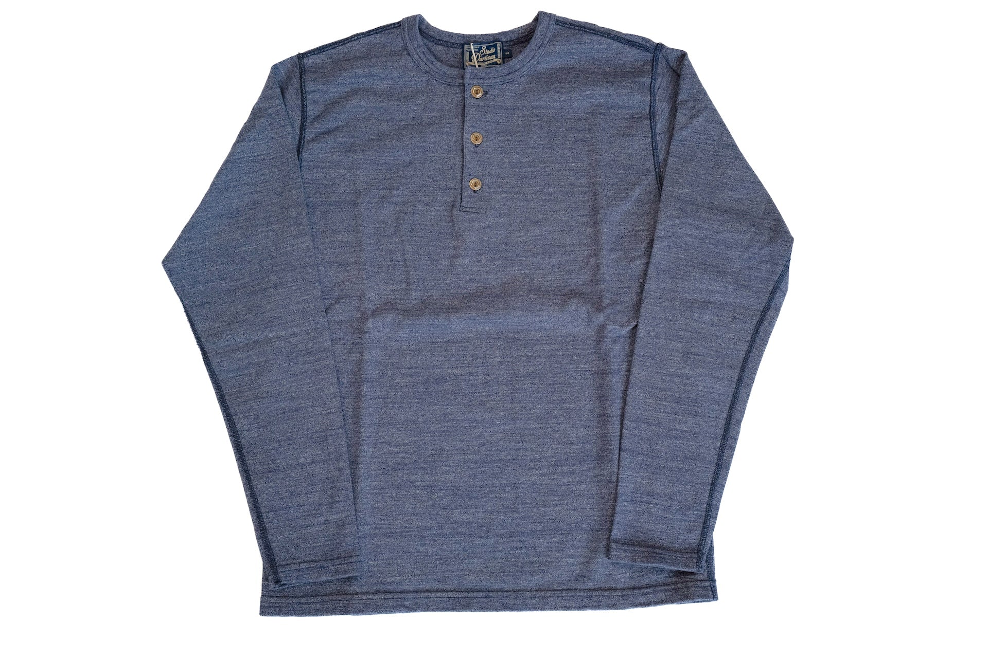 Studio D'Artisan X CORLECTION 7.5oz 'Suvin Gold' Ultimate Loopwheeled L/S Henley Tee (Heather Navy)