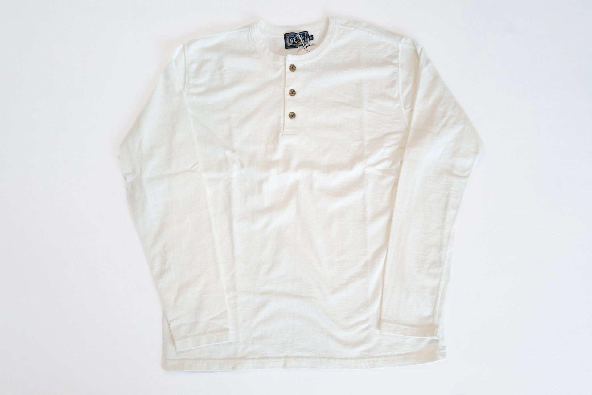 Studio D'Artisan X CORLECTION 7.5oz 'Suvin Gold' Ultimate Loopwheeled L/S Henley Tee (White)