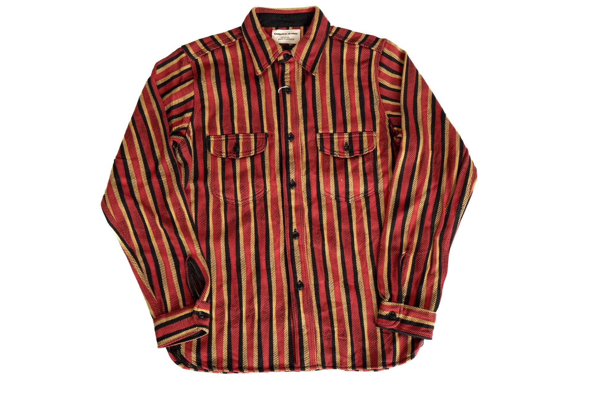 Samurai Heavyweight Oversea Edition "Drunk Striped" Flannel Workshirt (Red)