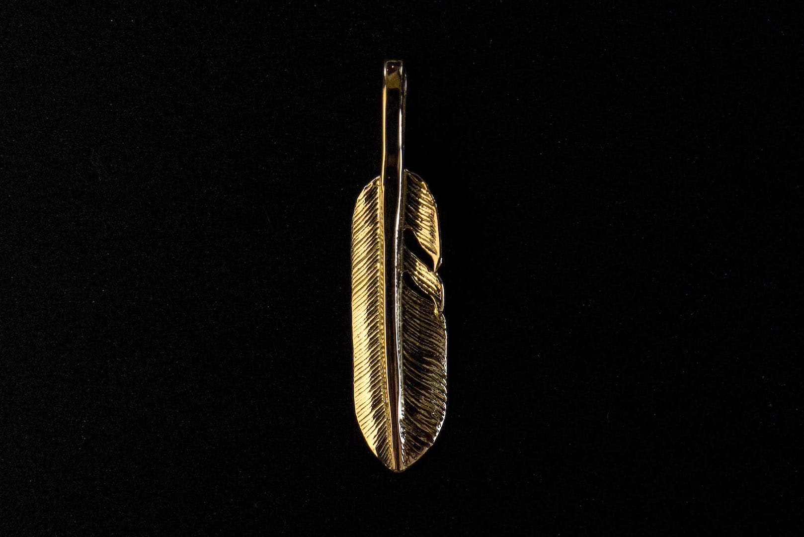 First Arrow's XS 18K Gold Feather Pendant (P-594)
