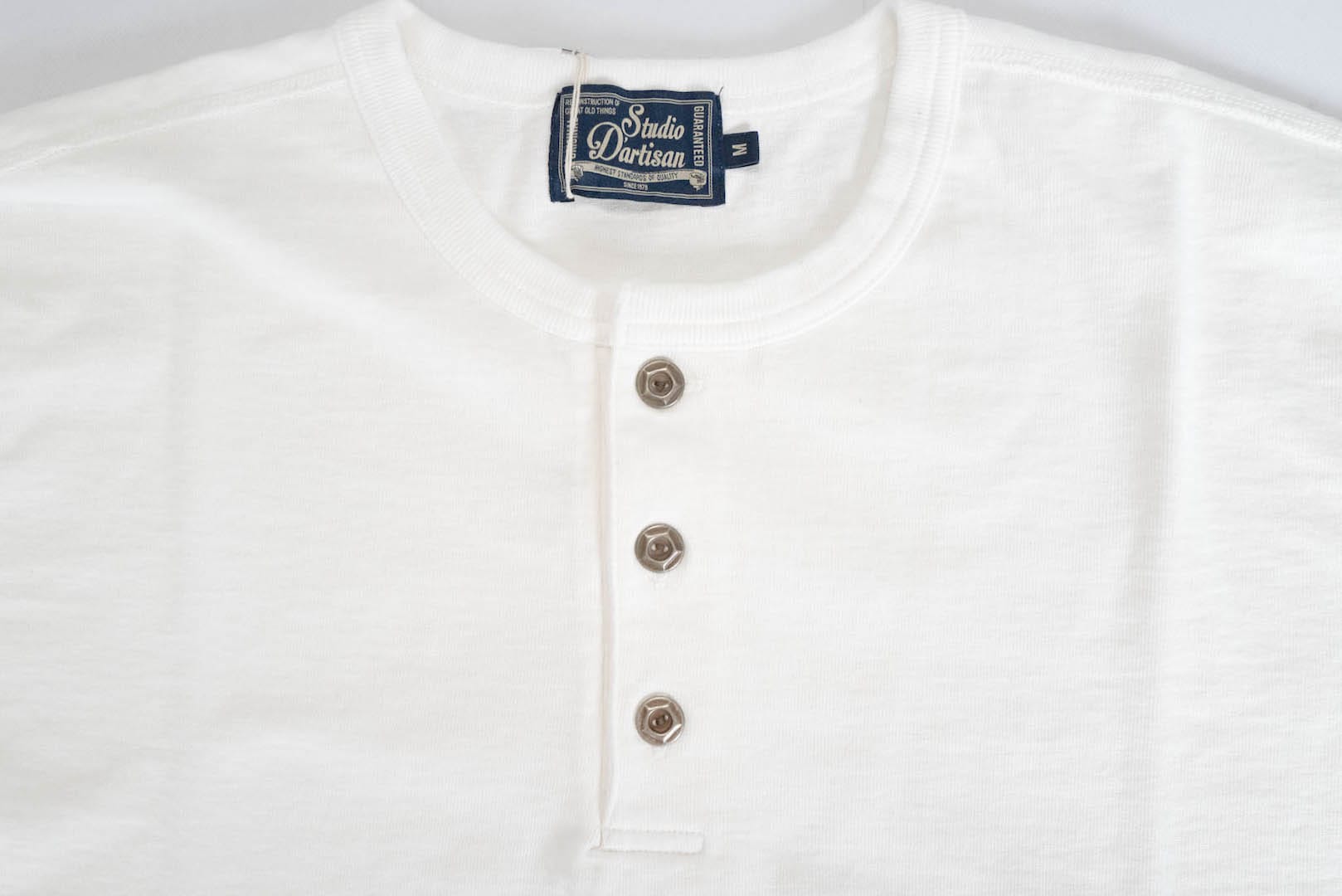 Studio D'Artisan X CORLECTION 7.5oz 'Suvin Gold' Ultimate Loopwheeled Henley Tee (White)