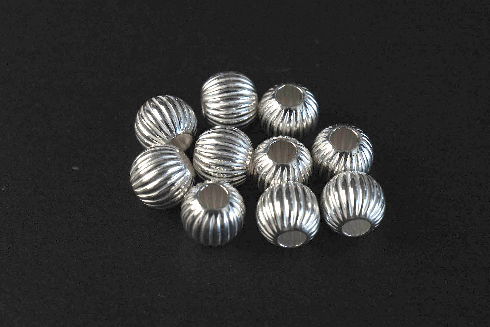 First Arrow's 'Ridged Ball' Silver Beads (O-103)