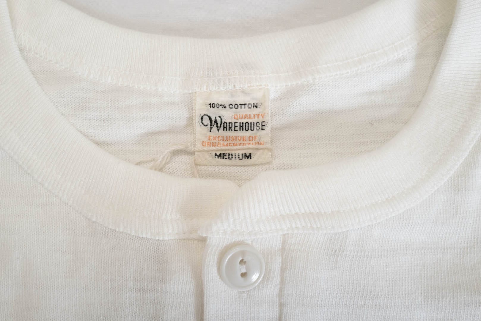 Warehouse 5.5oz "Bamboo Textured" L/S Henley Tee (White)