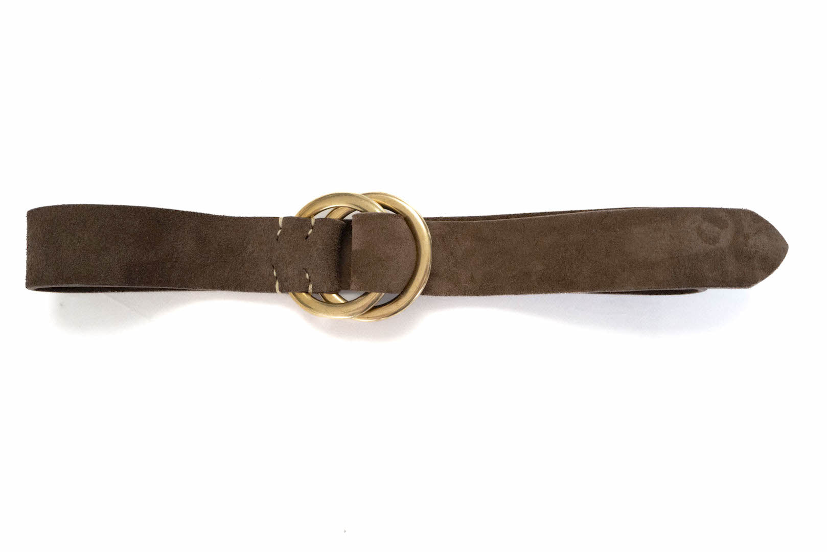 Warehouse Co "Double Rings" Suede Cowhide Belt (Chocolate Brown)