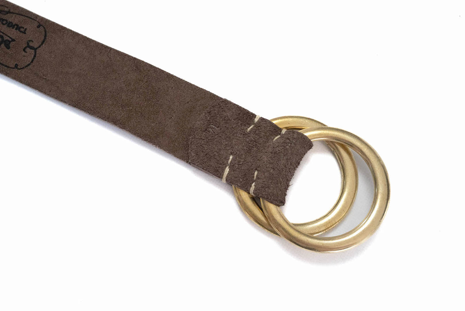 Warehouse Co "Double Rings" Suede Cowhide Belt (Chocolate Brown)