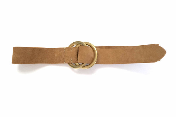 Warehouse Co Double Rings Suede Cowhide Belt (Icy Mocha) - CORLECTION